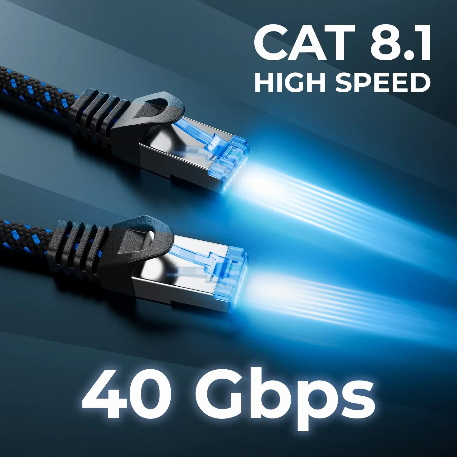 deleyCON 5m CAT 8 Patchkabel (40 Gbit/s, 2000 MHz) Gigabit Kabel Sieciowy Ethernet RJ45 S/FTP POE CAT8 LAN Przewód do PS5 Routera Modemu TV Switcha Laptopa - Czarny