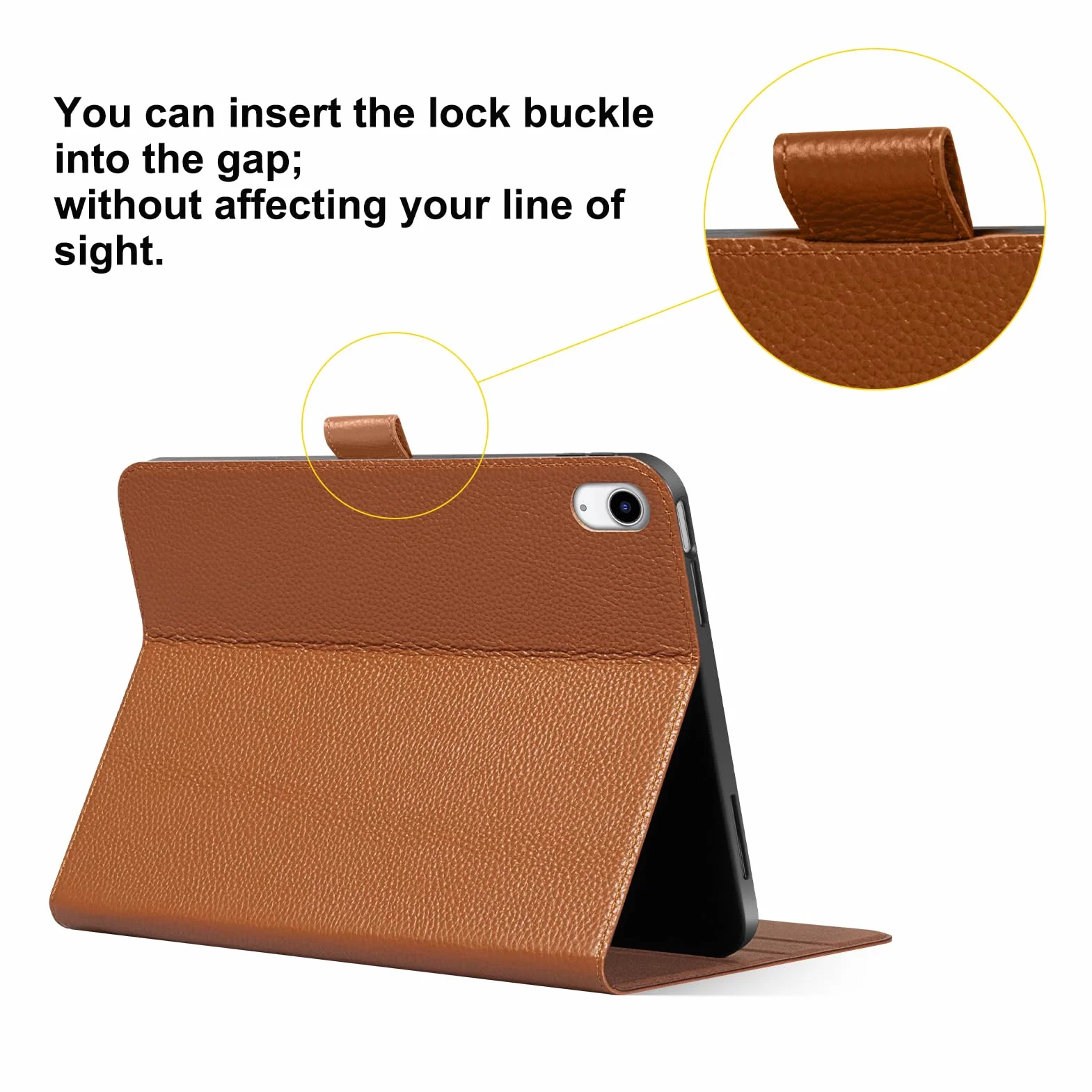 Etui z prawdziwej skóry do iPada Air 27.9 cm M4/M3/M2, 5./4. generacji 27.7 cm | Uchwyt na ołówki, regulowany stojak, zamknięcie magnetyczne, osłona automatycznego budzenia/uśpienia, brązowy