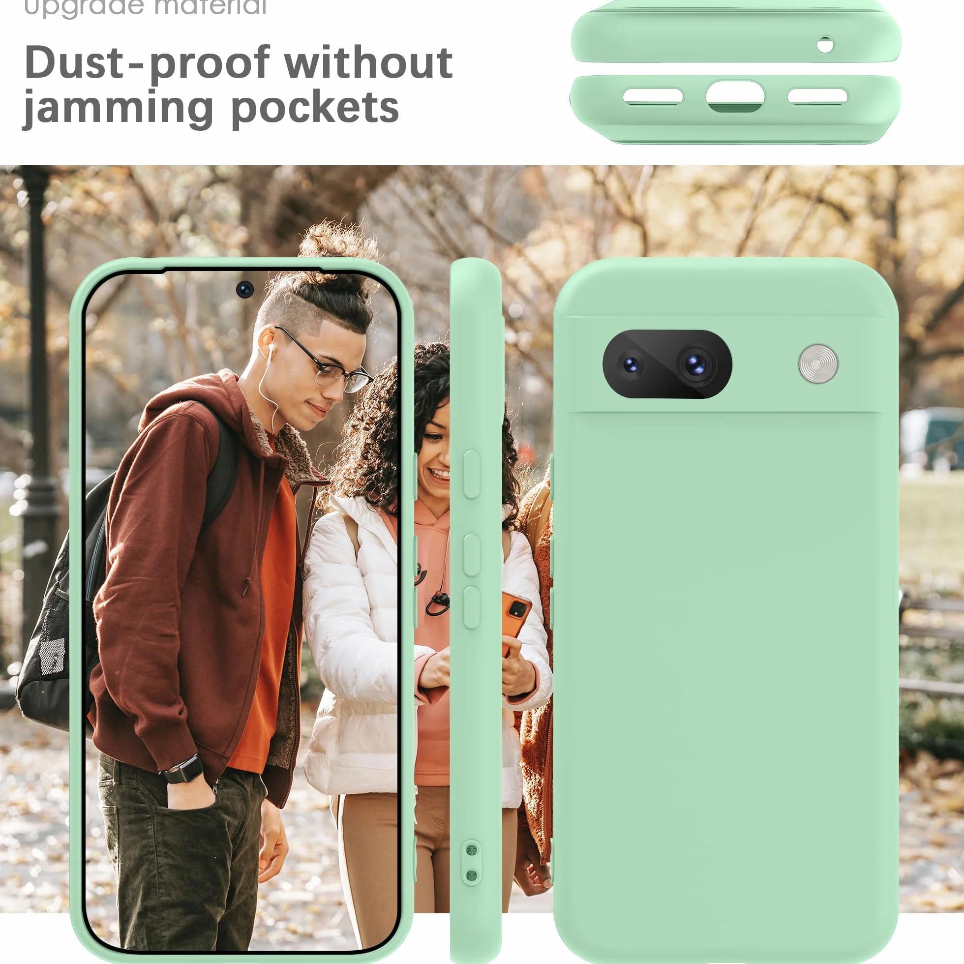 YATWIN Etui do Google Pixel 8A, Miękkie Silikonowe Pokrowce, Ultracienki Design, Ochrona 360°, Jasny Cyjan