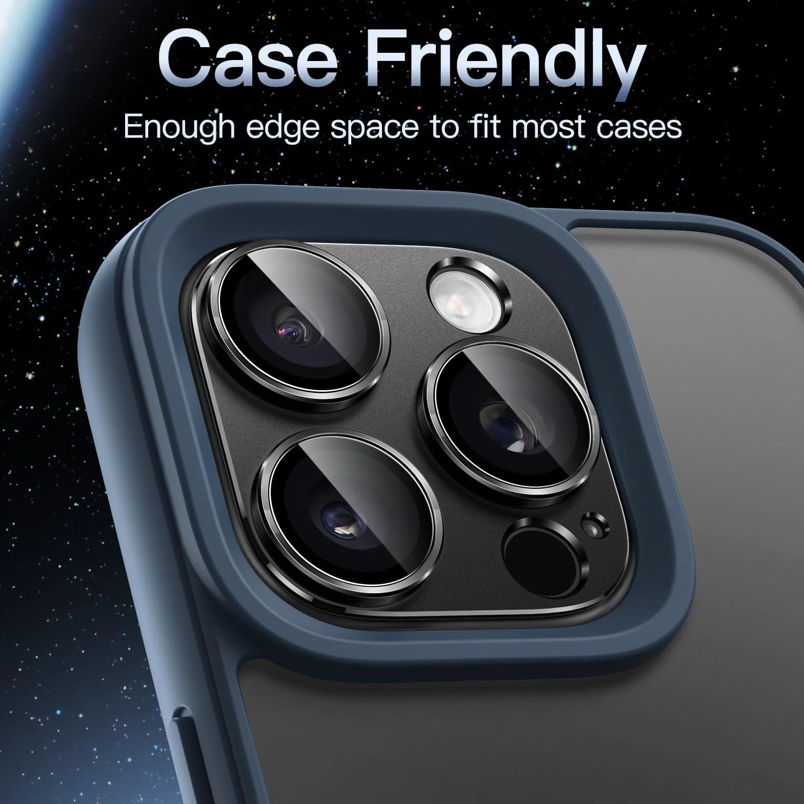 JETech Osłona Obiektywu Aparatu dla iPhone 16 Pro 6,3 Cala i iPhone 16 Pro Max 6,9 Cala, Pełna Pokrycie 9H Szkło Hartowane Osłona Pierścienia, Matowe Metalowa Płytka, 1 Sztuki (Czarny)