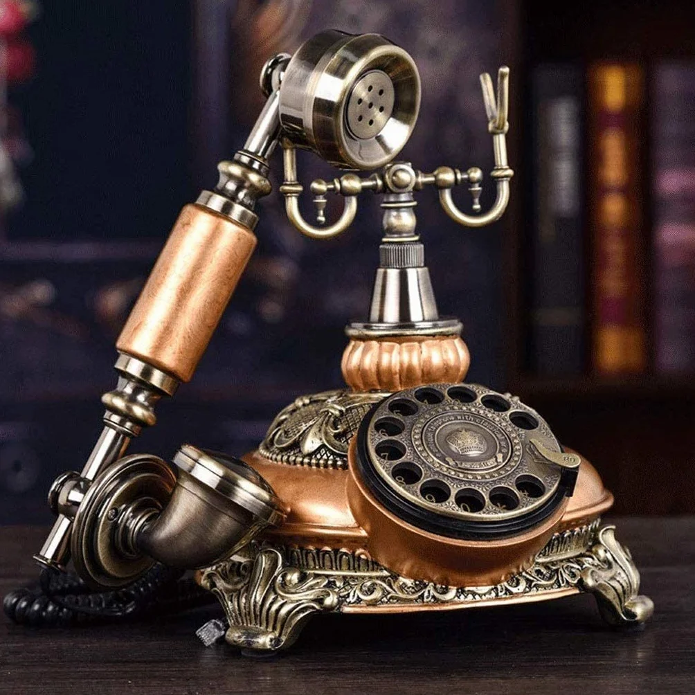 Telefon - klasyczny telefon retro w stylu vintage, staromodny obrotowy z tarczą obrotową, antyczny stacjonarny