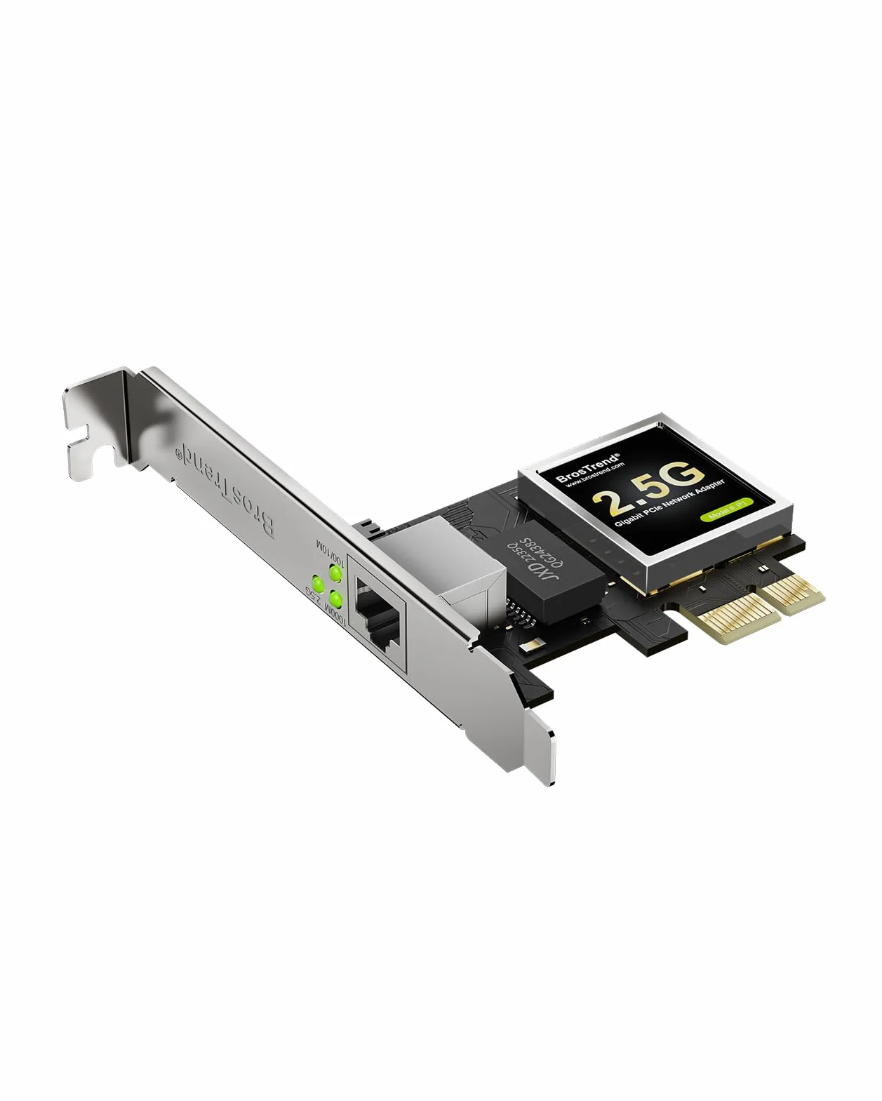 BrosTrend Karta sieciowa 2,5 Gb, karta sieciowa PCIe RJ45 NIC z bardzo niskoprofilowym wspornikiem, karta Gigabit Ethernet PCI Express dla Windows 11/10/8.1/8/7/XP, Windows Server... Ograniczona