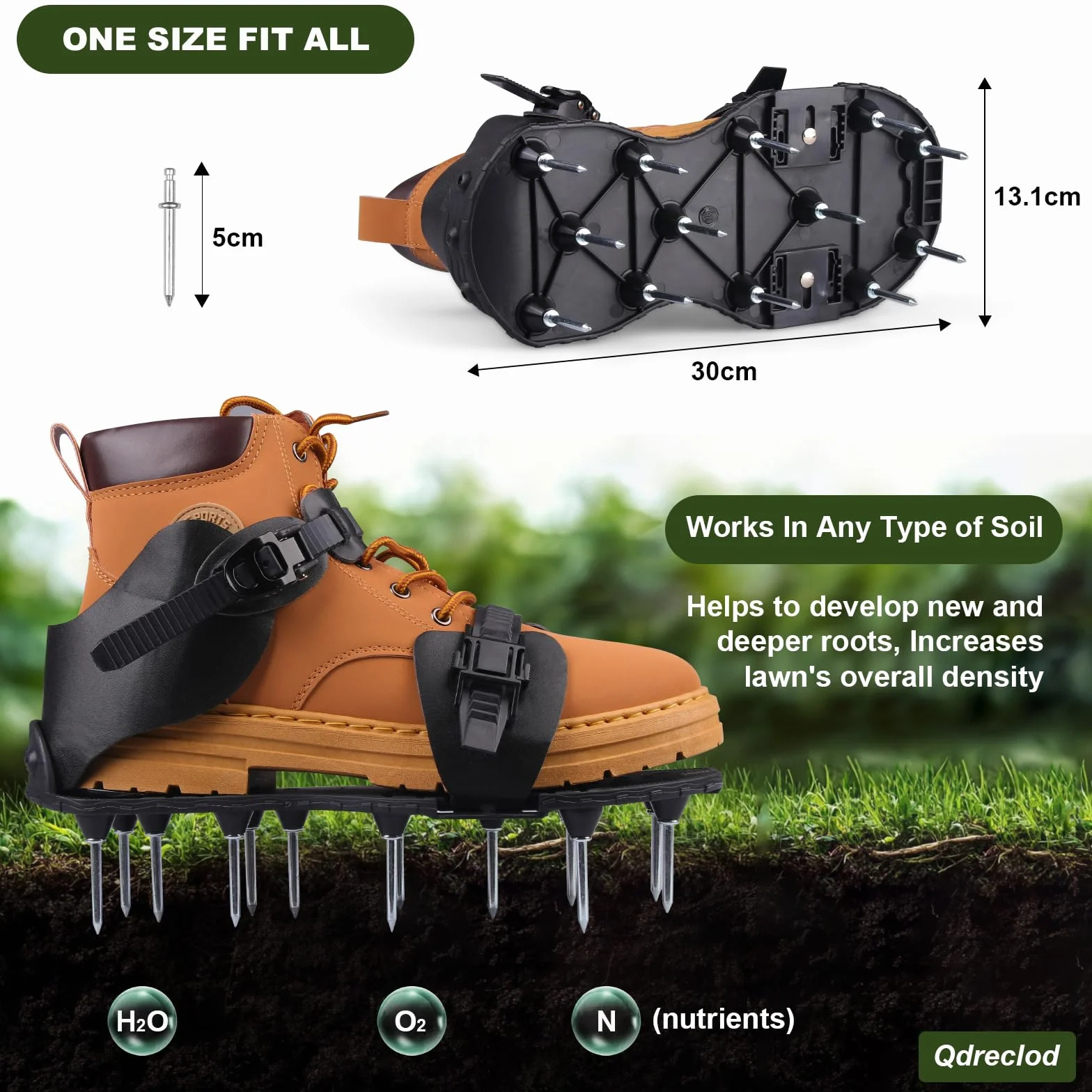 Buty do napowietrzania trawnika z 26 stalowymi kolcami, regulowane sandały aeratora