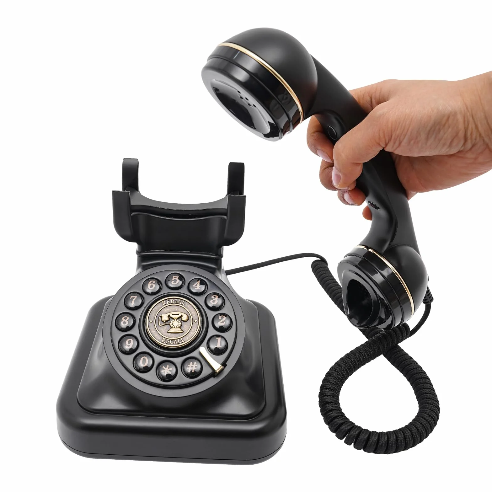 Vintage Retro Telefon Przewodowy Telefon do salonu, Sypialni, Biura Czarny