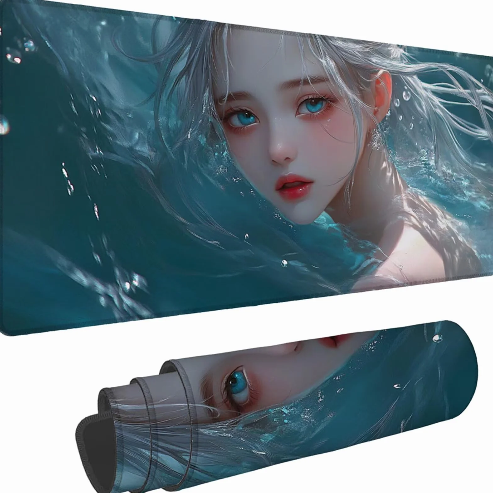 Gamingowa podkładka pod mysz 1200 x 600 x 3 mm, XXL, wodoszczelna, odporna na ścieranie, z przyszytymi krawędziami, niebieska, podkładka na biurko, poprawia prędkość i precyzję pod laptopa, komputera