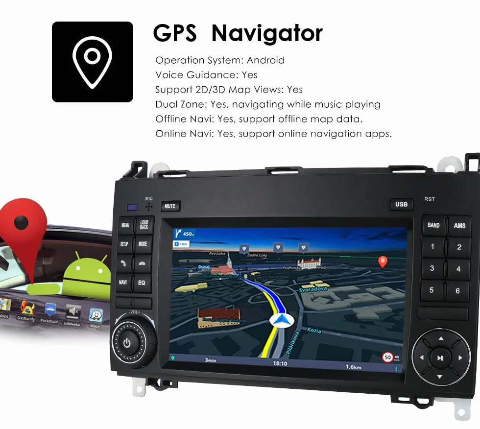 7-calowe radio samochodowe z systemem Android z nawigacją GPS + Transporter Van światło hamowania kamera HD noktowizor kamera cofania zamiennik do Mercedes Benz Sprinter W906 Crafter Caravelle