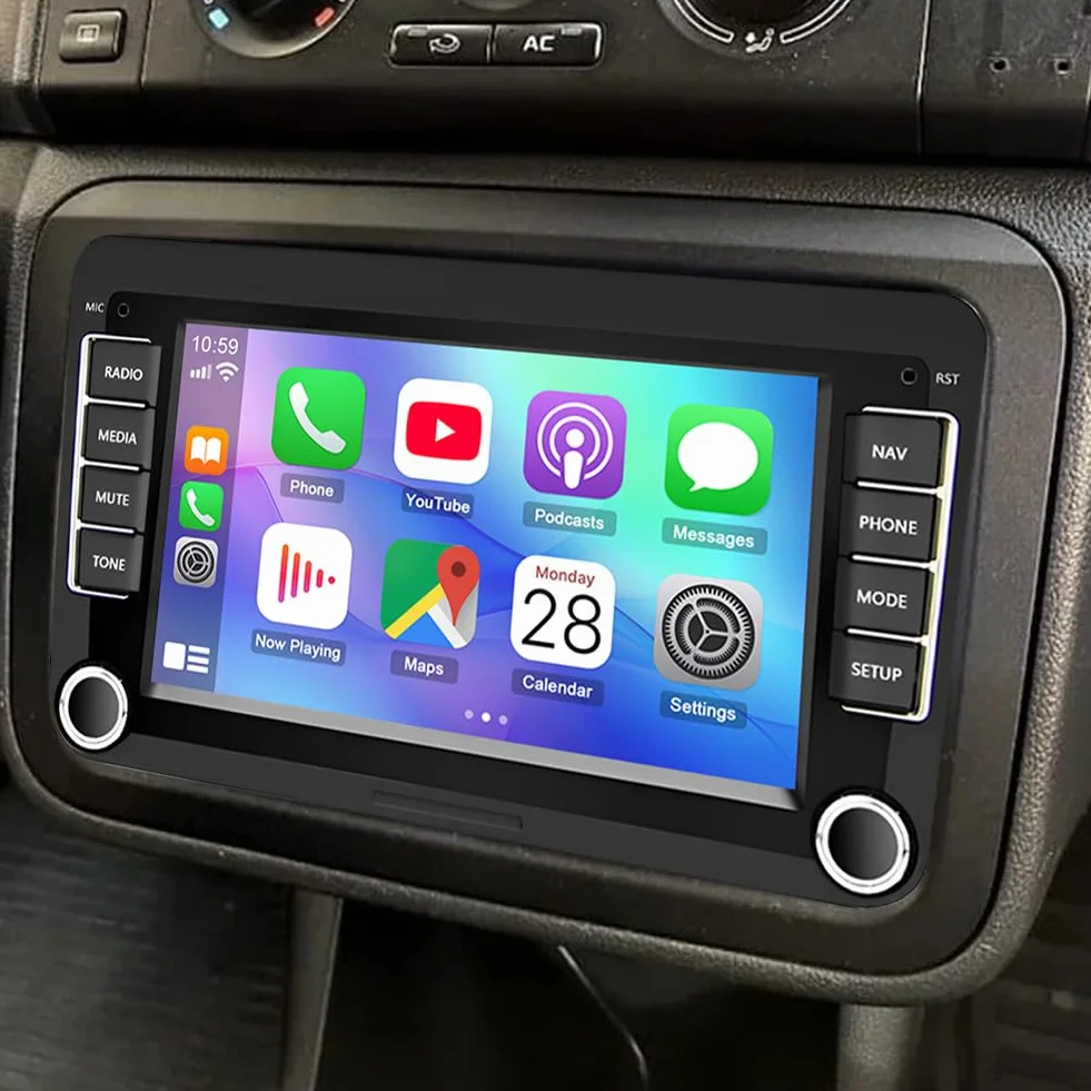 Radio samochodowe 2+32G Android 13 do Skoda Fabia 2007-2014 z bezprzewodowym CarPlay i Android Auto, 7-calowy ekran dotykowy radio samochodowe z nawigacją GPS, FM, RDS, Wi-Fi i kamerą cofania