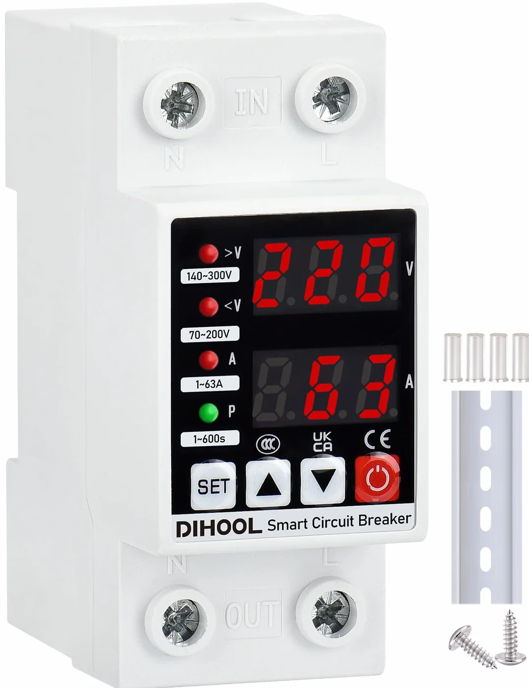 DIHOOL Ochrona przed przepięciem AC 230V 1-63A 8,8 KVA