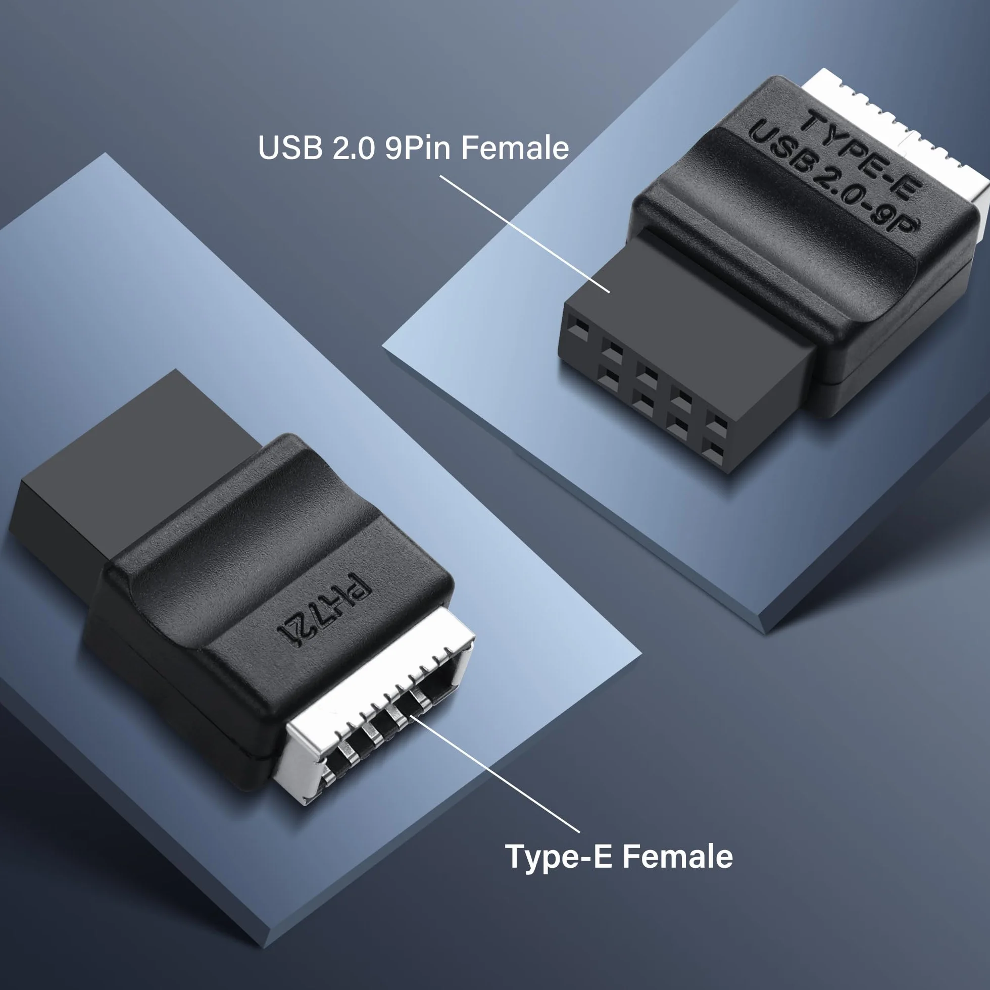 SinLoon Adapter USB 2.0 9Pin do wtyku płyty głównej typu E, przedni złączowy konwerter USB 2.0 9-Pin żeński do żeńskiego typu E, przedni adapter panelu USB