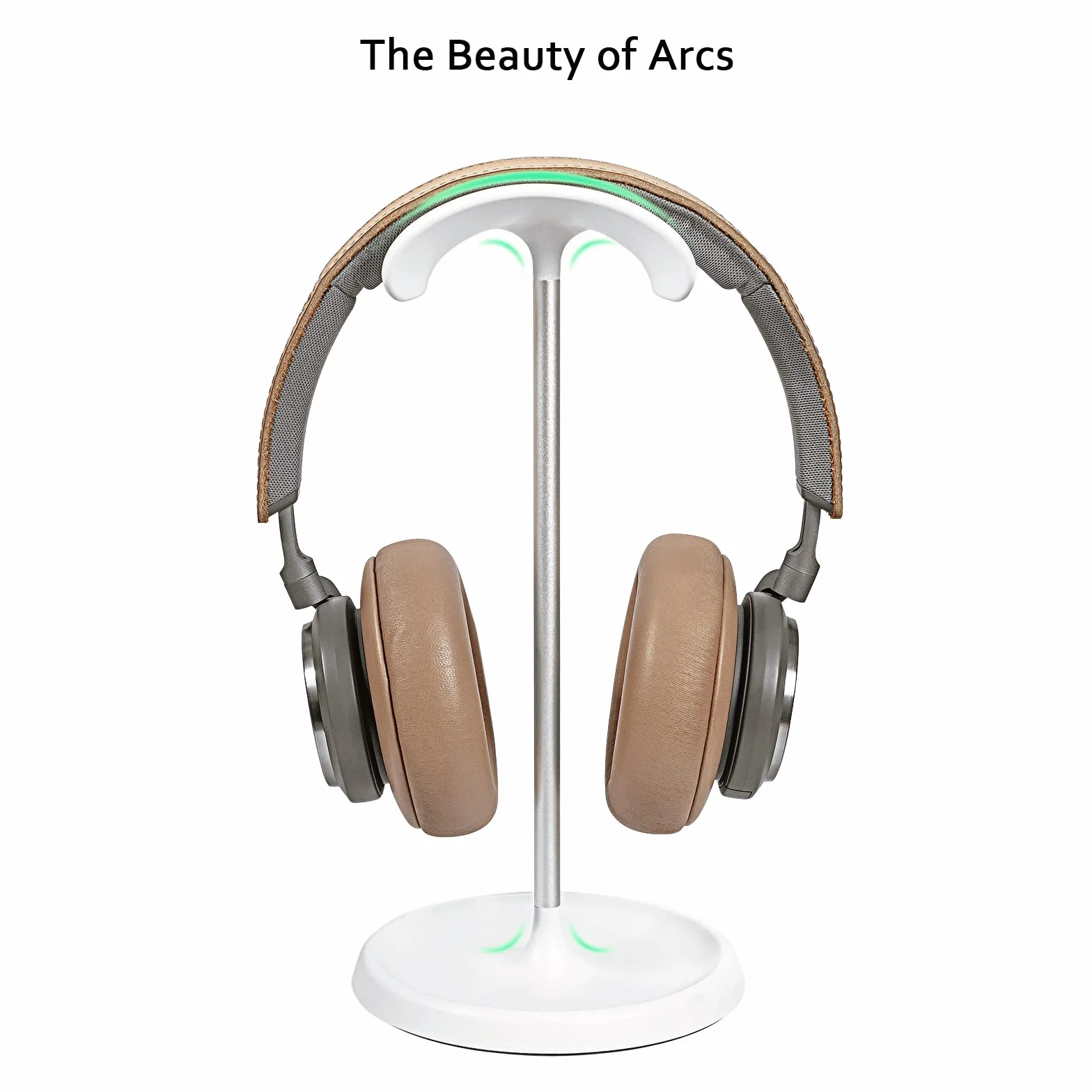 Stojak na słuchawki, zakrzywiony, z tacą do przechowywania, ciężka podstawa, uchwyt na słuchawki gamingowe do AirPods Max, AirPods, AirPods Pro, Beats, Bose, Sennheiser, Sony i innych (biały)