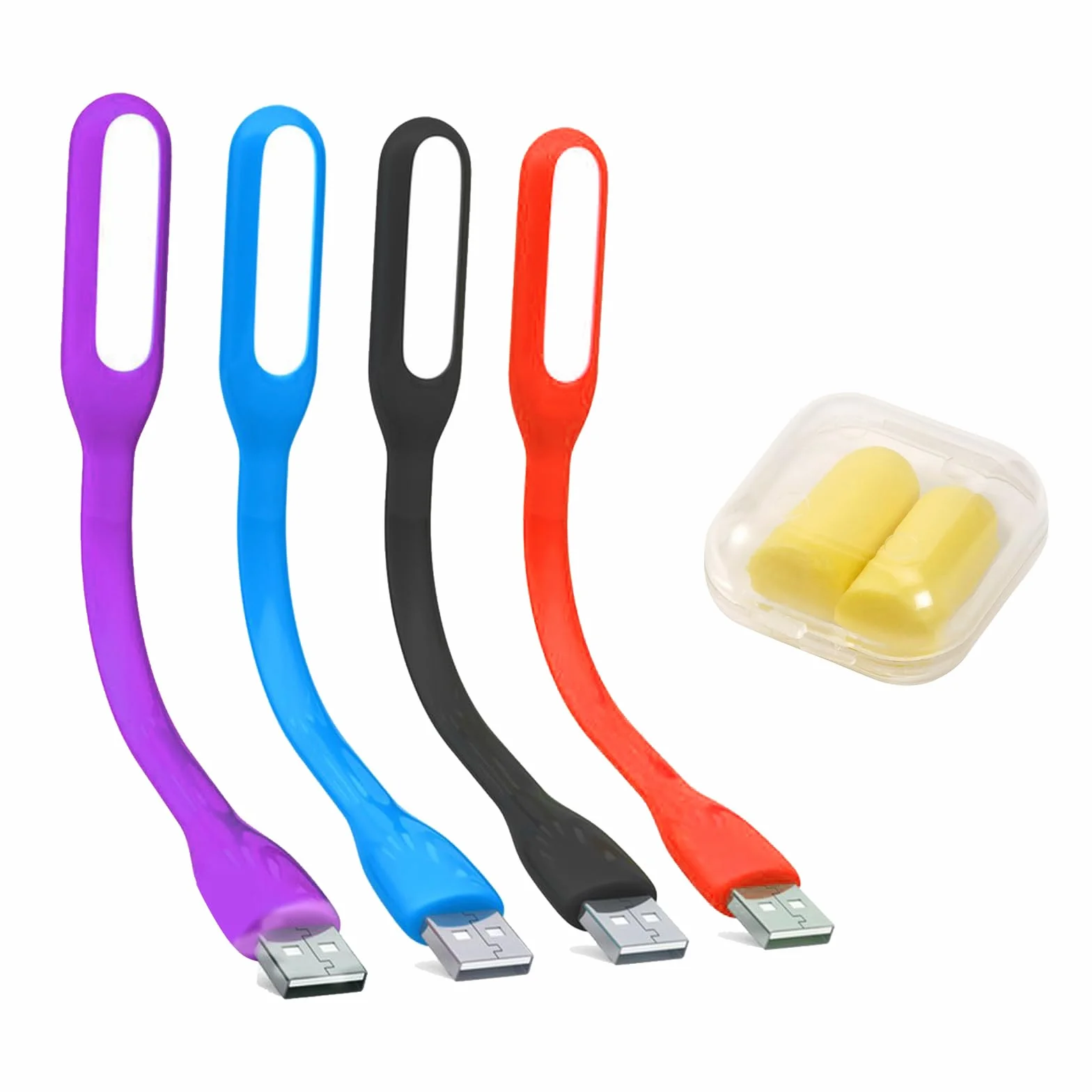KARELLS Elastyczna Lampa LED USB do Laptopa - Zestaw 4 Mini Świateł z Zatyczką do Uszu