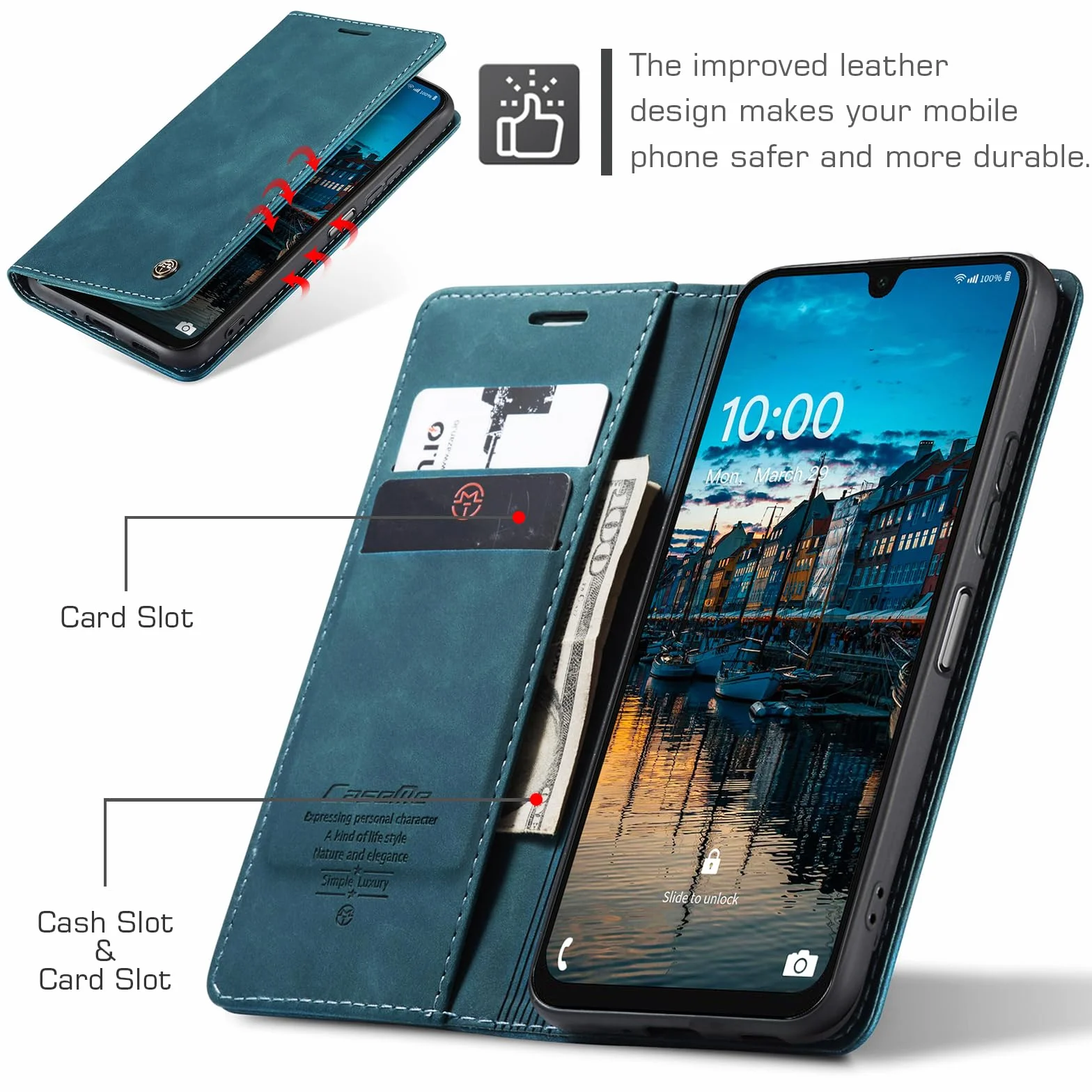 Etui do Samsung Galaxy A16, portfel ze skóry PU z uchwytem na karty Kompatybilny Kabura magnetyczna odporne na wstrząsy etui na telefon z klapką do Samsung Galaxy A16, Niebieski zielony