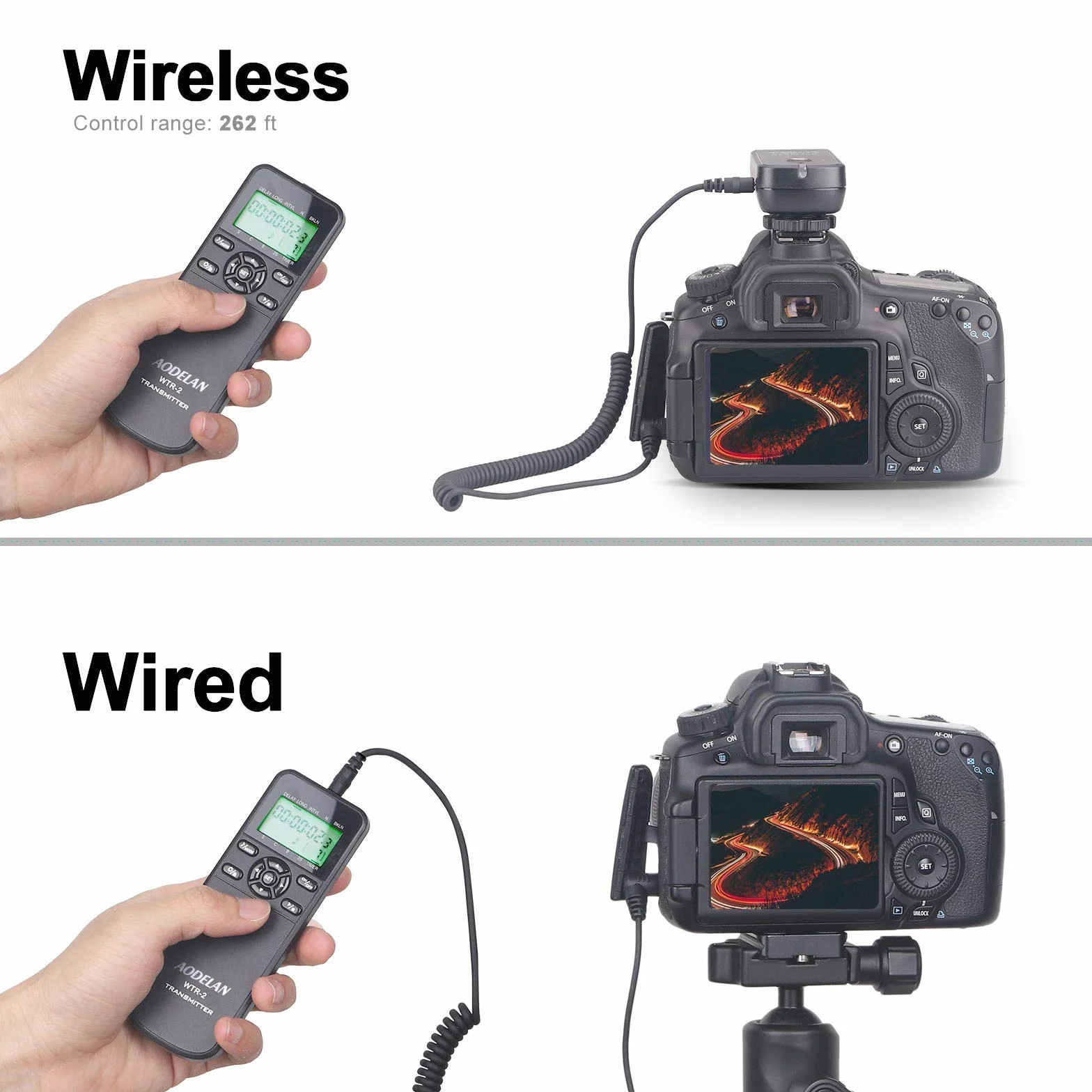 AODELAN Timer pilot zdalnego sterowania zwalniacz migawki bezprzewodowy zestaw do Nikon D3300 D3200 D750 D610 D7200 D5000 D3100 D500 D700 D810 D850 Z7 Z6 Coolpix P1000