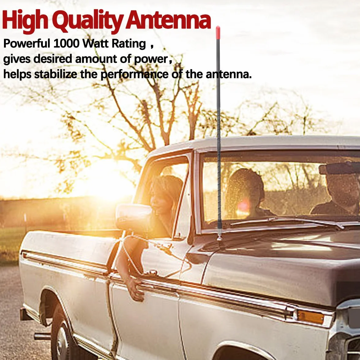 Antena radiowa CB 27 MHz zestaw anten z włókna szklanego do dużych obciążeń, 2 stopy, 61 cm, czarna, 1000 W, kompatybilna z samochodem ciężarowym, samochodowym, mobilnym radiem CB