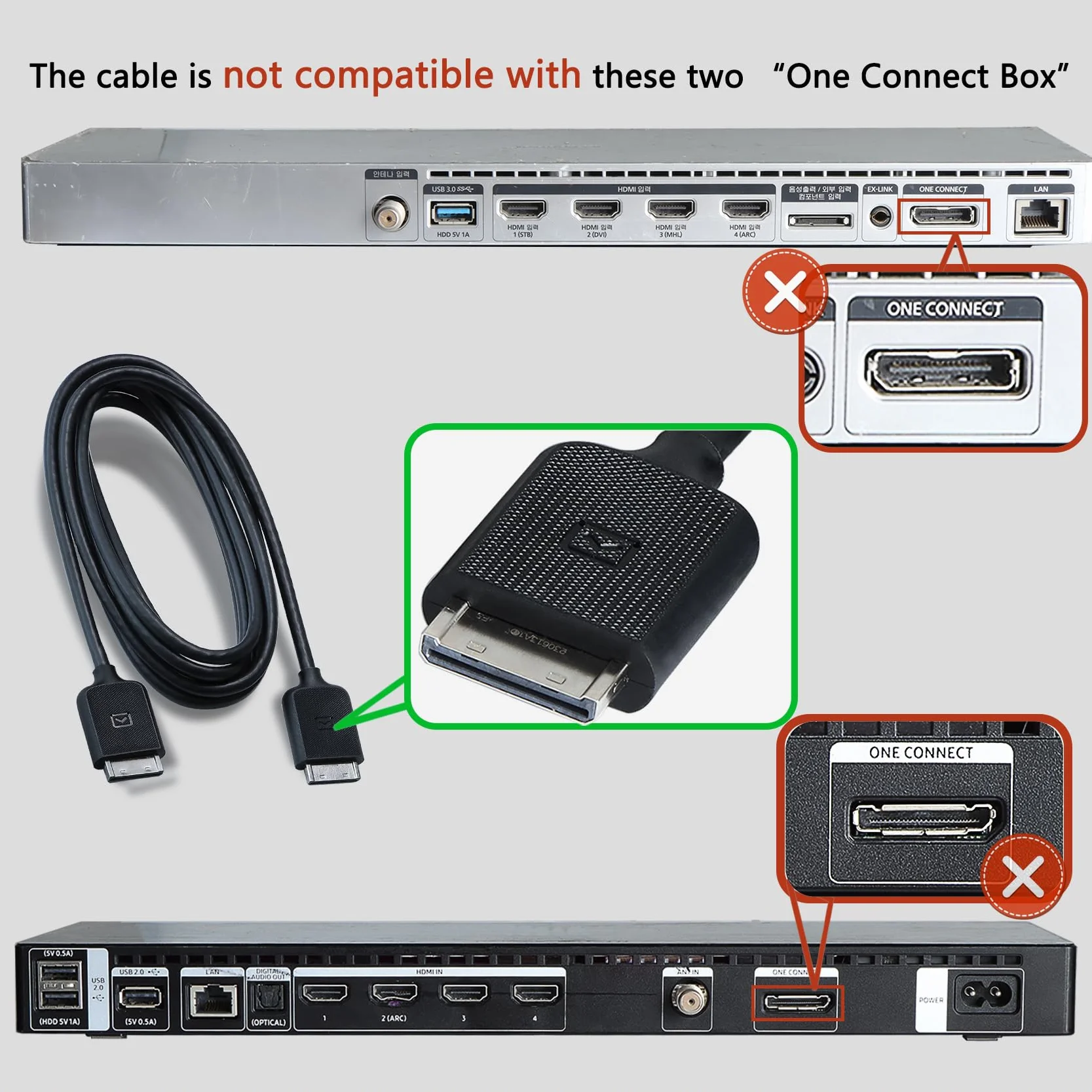 BN39-02210A kabel z jednym połączeniem kompatybilny z Samsung TV 49''-78'' KS7000 KS8000 KS9000 UN55MU7000F UN5KS8500F UN65MU8000F UN65KS8000F, 3M