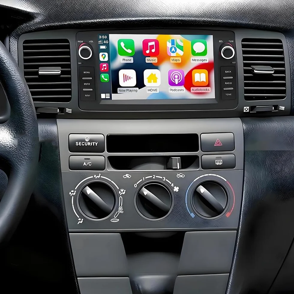 4+64G Android Double Din Radio dla Toyoty Corolla 2000-2006 z bezprzewodowym Carplay Android Auto, 7-calowym ekranem dotykowym, nawigacją Bluetooth, kamerą cofania AHD, GPS, WiFi, FM RDS SWC