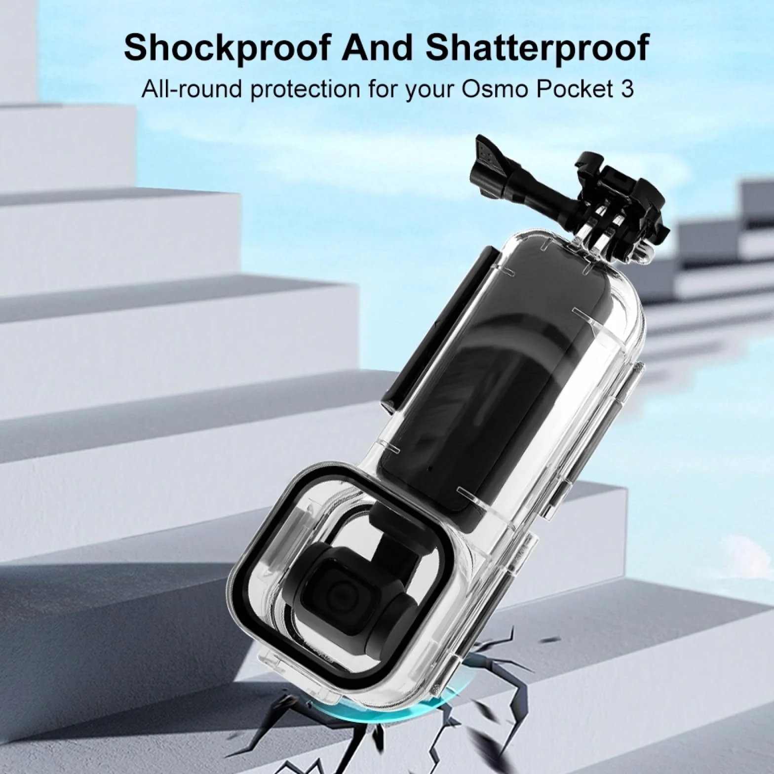 Przezroczysta wodoodporna obudowa podwodna dla DJI Osmo Pocket 3, 45M/147.6ft obudowa podwodna, wysoce przejrzysty materiał PC, do surfingu, nurkowania, pływania, podróży itp.