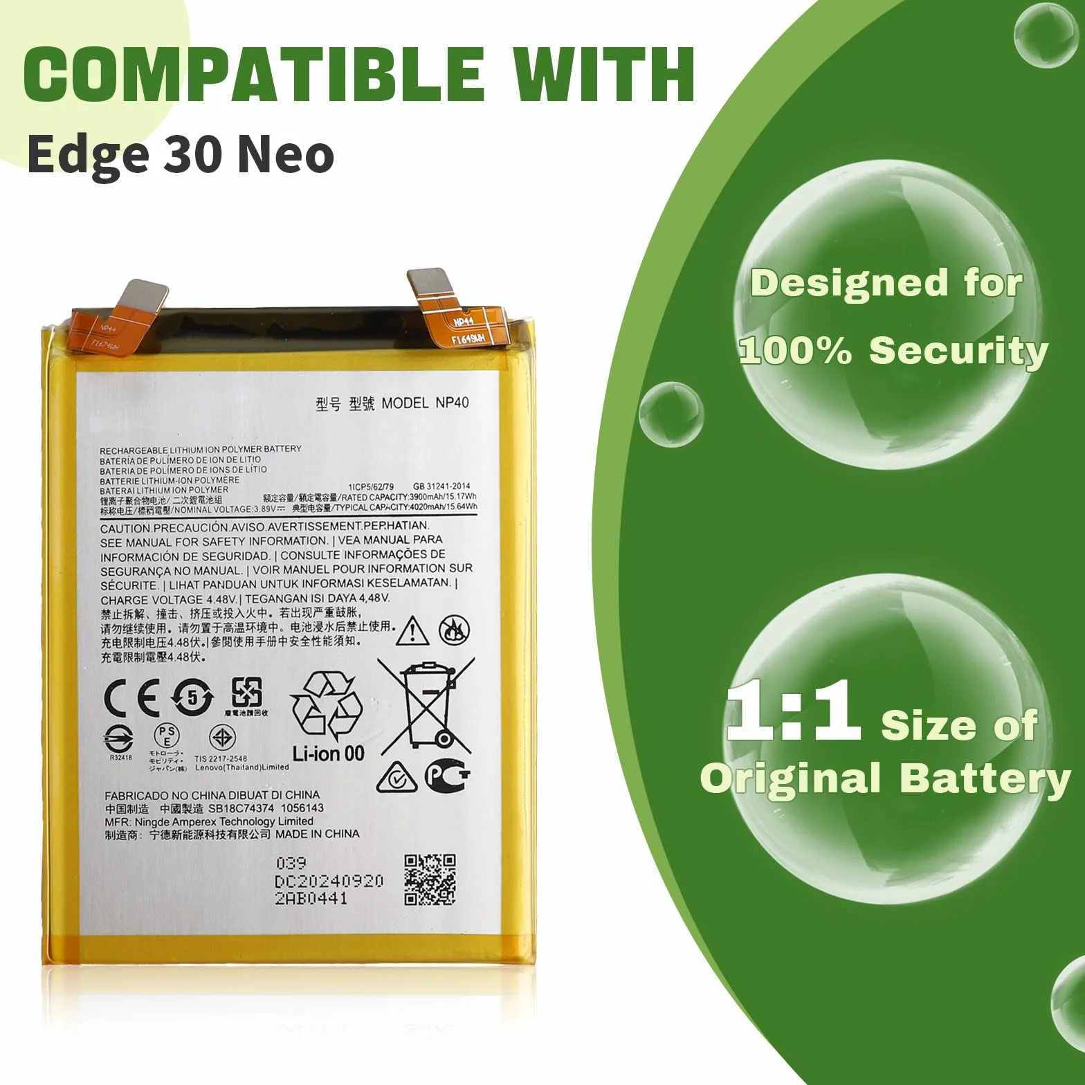 4020 mAh nowy zamiennik akumulatora NP40 kompatybilny z Moto Edge 30 Neo bateria zamienna z zaktualizowanym zestawem narzędzi naprawczych