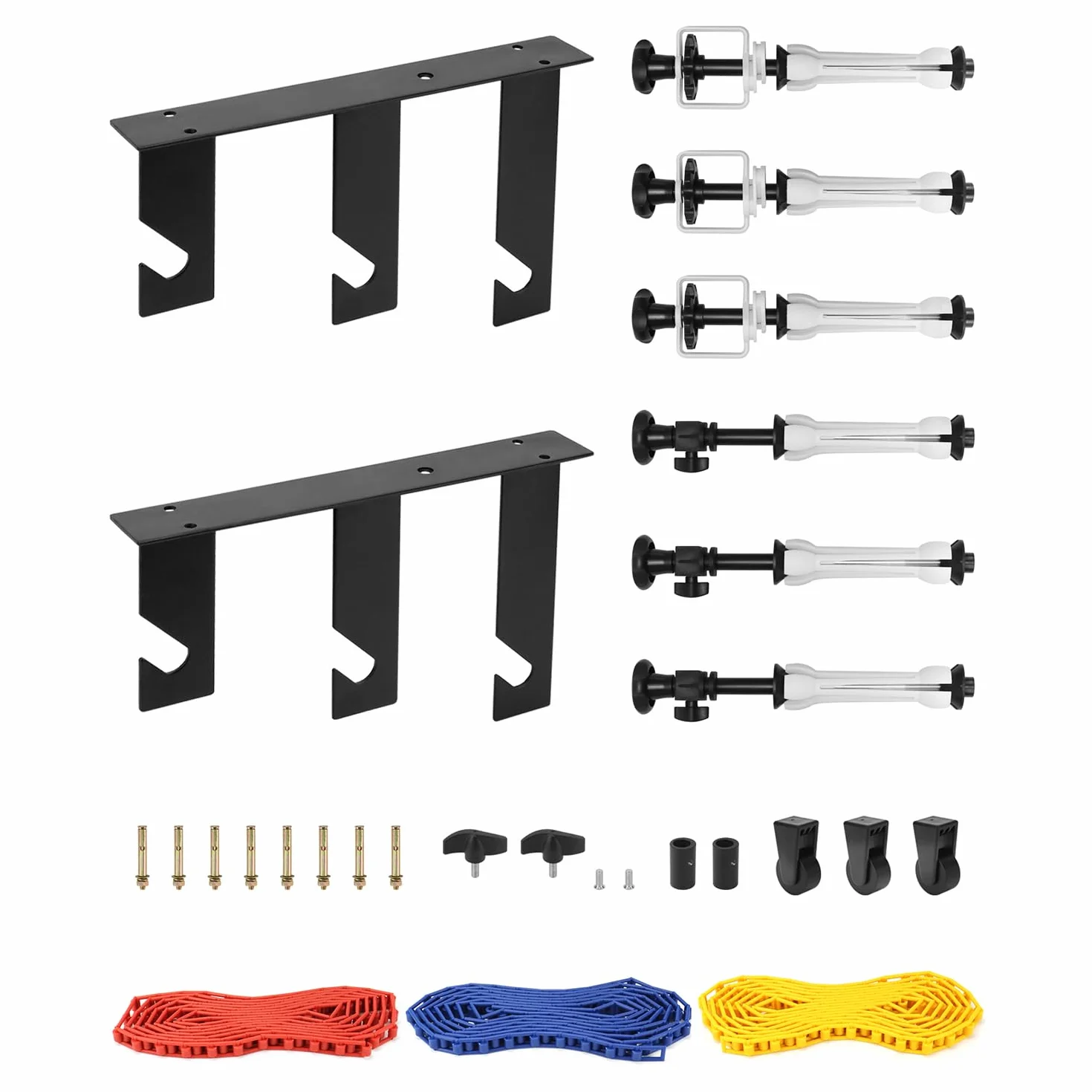 QWORK® Fotografia Tło System zawieszenia na 3 rolki - montaż na ścianie / suficie - nadaje się do rolek o średnicy wewnętrznej 50/60 mm - bezpieczne obciążenie 10 kg na rolkę