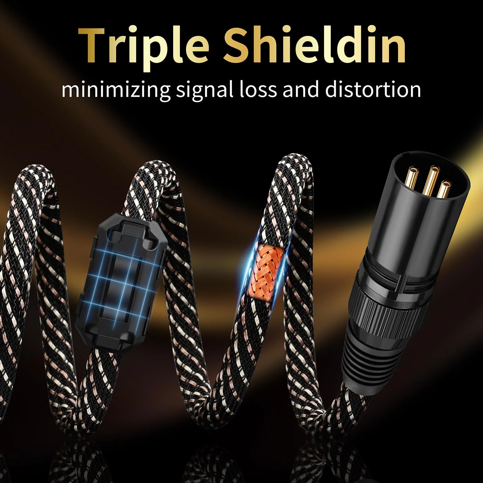 Kabel audio HiFi 2 RCA męski na 2 XLR męski z plecionym nylonowym przewodem Audiophile 4N Rdzeń z miedzi beztlenowej (3 m)