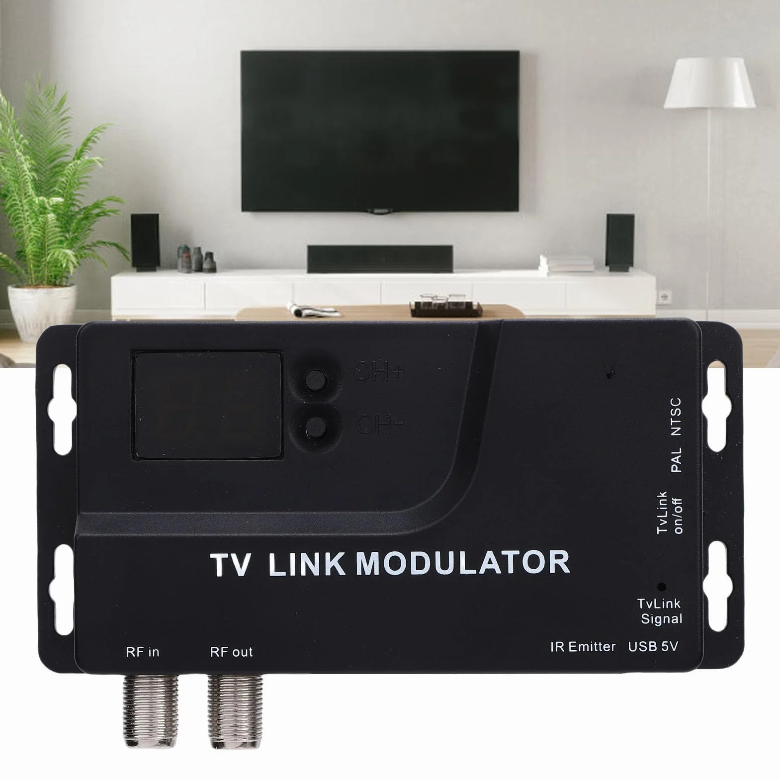 ciciglow Modulator RF, Modulator HDMI na RF z 471,25 MHz na 885,25 MHz, Konwerter Koncentryczny 1080P HD Obsługujący Format NTSC PAL dla Konsoli do Gier Telewizyjnych