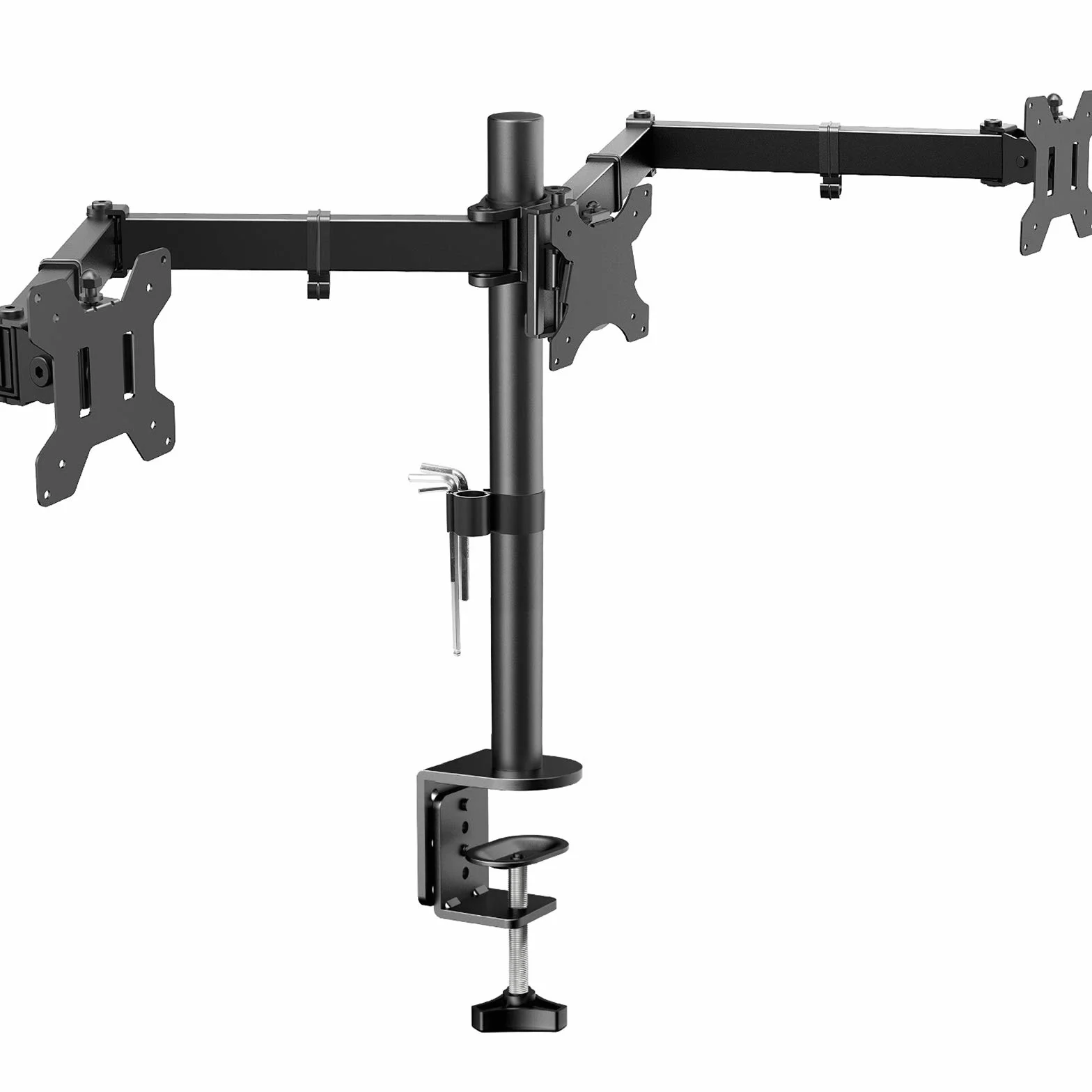 HUANUO 3-ekranowy ekran PC, ramię do 3 monitorów 13-24", uchwyt potrójny ekran, 10 kg każdy, łatwy montaż, regulacja wysokości, 2 opcje montażu, VESA 75/100 mm