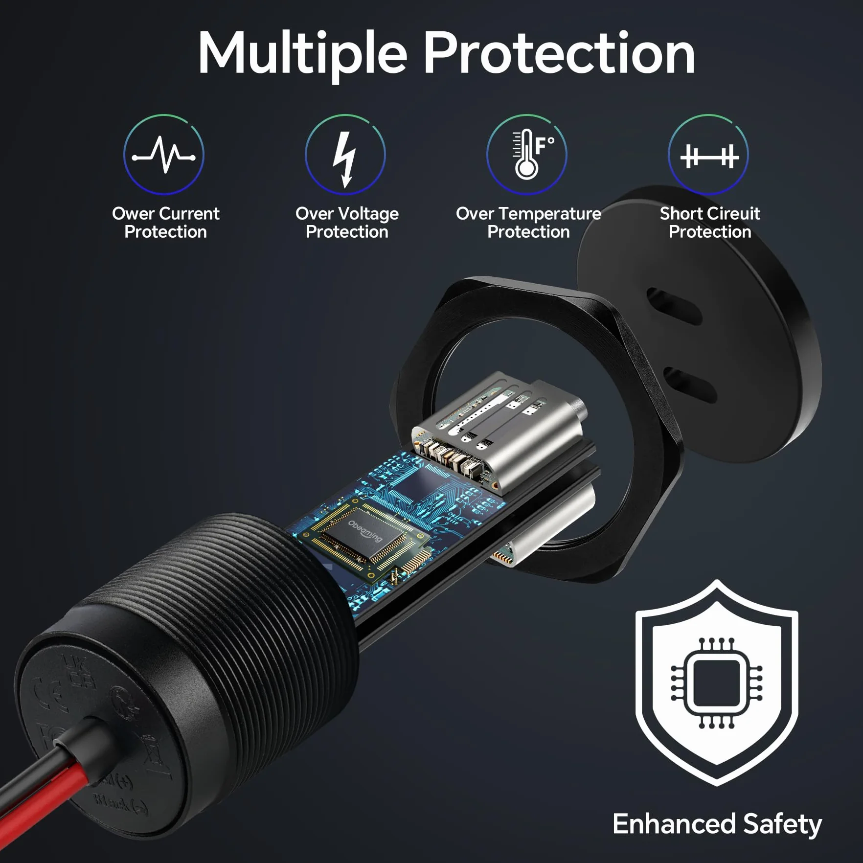 Gniazdo USB C 12V 40W, gniazdo USB, całkowicie aluminiowe, podwójne typu C, PD 3.0 20W, szybka ładowarka, do kampera, furgonetki, przyczepy kempingowej, ciężarówki (1 opakowanie)