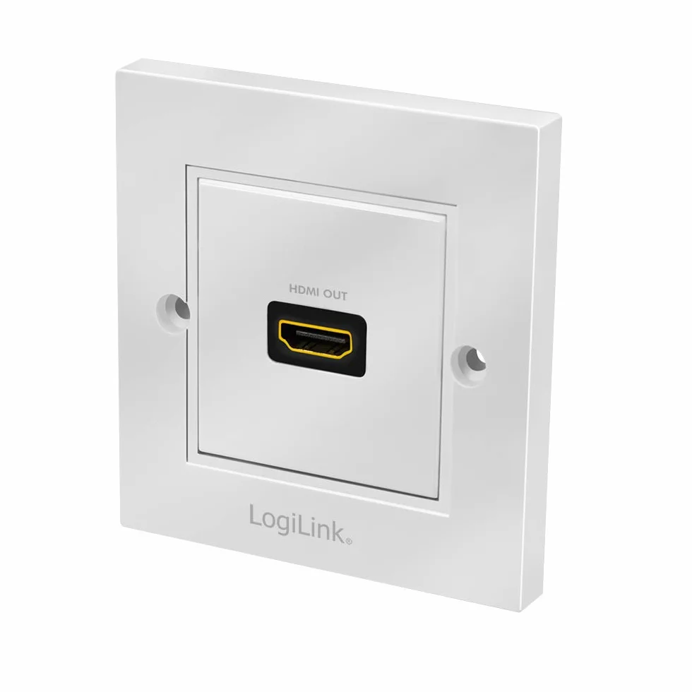 LogiLink AH0017 - HDMI puszka ścienna z 1 x HDMI High Speed ze złączem Ethernet (gniazdo zewnętrzne/gniazdo wewnętrzne) w kolorze białym