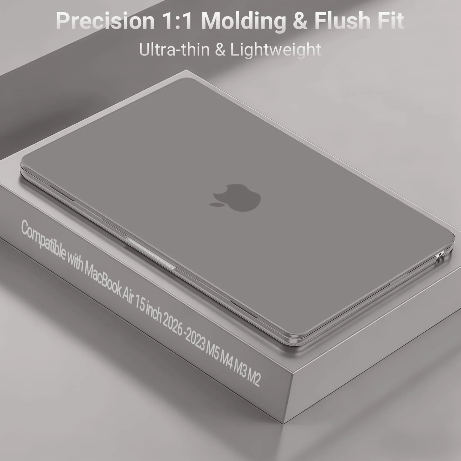 MOSISO Etui kompatybilne z MacBookiem Air 15 Cali 2025 2024 2023 M4 M3 M2, obudowa do Air 15 cali A3241 A3114 A2941 & Klawiatura i osłona ekranu i coaster, szary