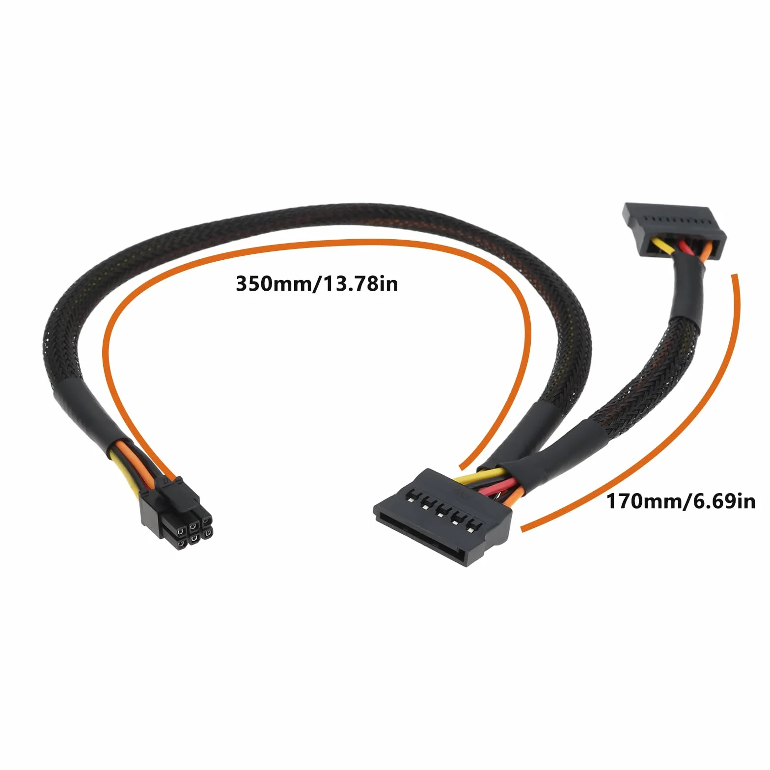 6-pinowy do podwójnego dysku twardego SATA kabel zasilający kompatybilny z Dell 1250 ETC1250 35 cm/17 cm