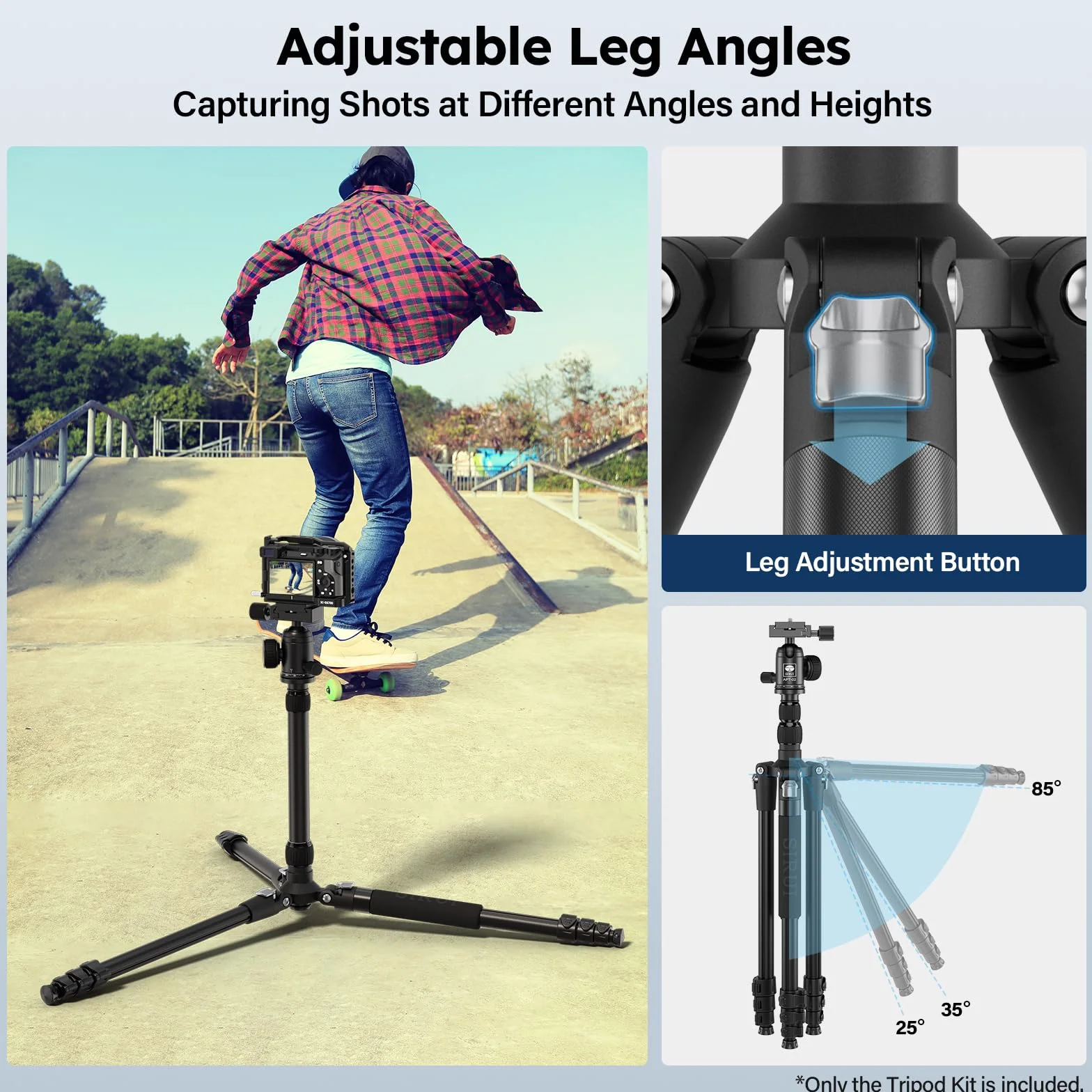 SIRUI APT-02 Statyw i monopod 2 w 1 z głowicą kulową 360°, wysokość 200 cm, nośność 10 kg, do lustrzanek cyfrowych, smartfonów i kamer Actioncam, zawiera uchwyt na telefon komórkowy i torbę