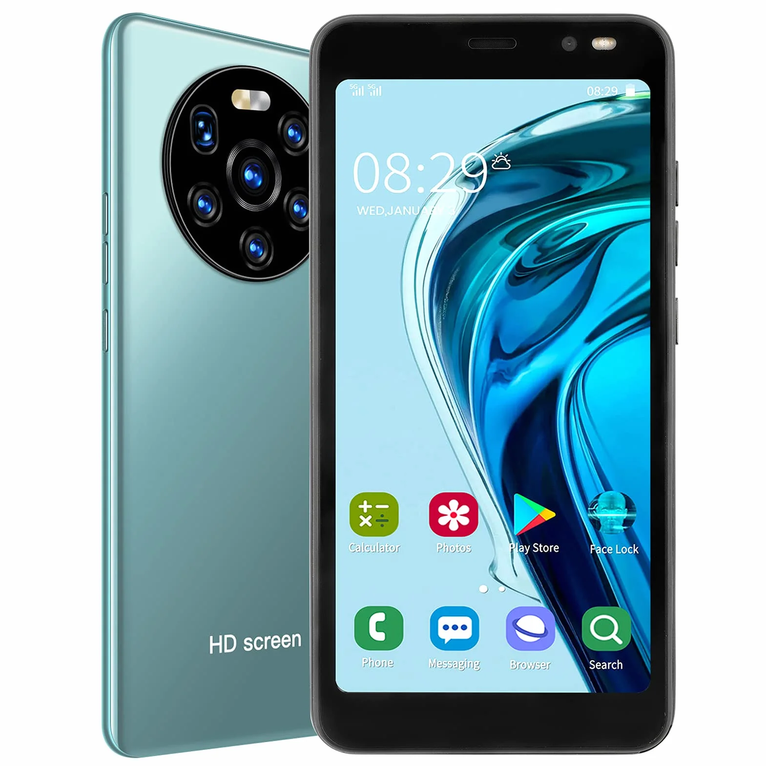 Telefon LEEZAD Mate40 Pro Z Ekranem HD O Przekątnej 5,45 Cala, Smartfonem 3G Z Podwójną Kartą I Podwójnym Trybem Gotowości, Baterią Litową 1500 MAh, Przednim Aparatem 0,3 MP I Tylnym Apara(Zielony)