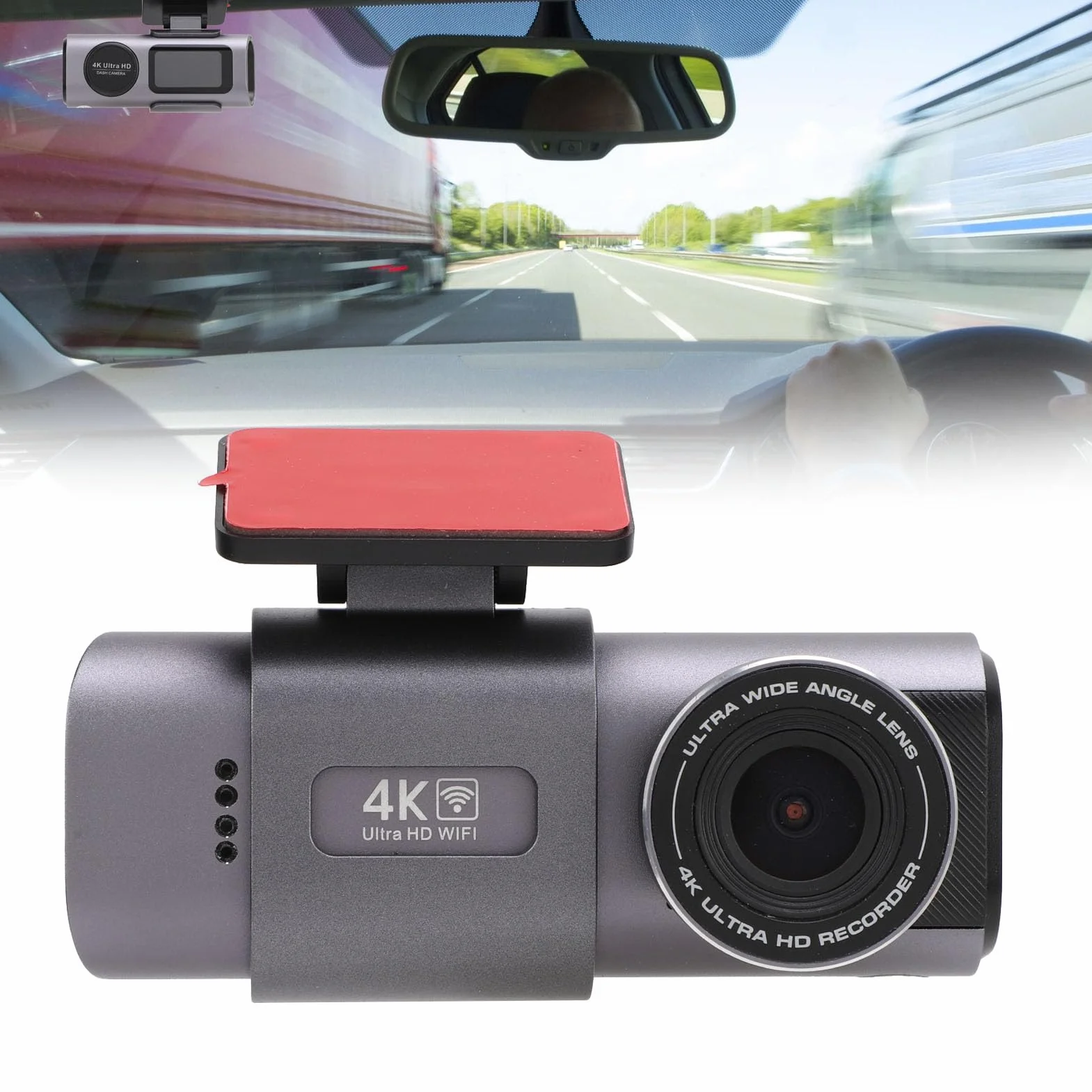 Przednia kamera samochodowa 4K z tyłu 1080P Podwójny rejestrator jazdy do samochodu - czujnik G, tryb parkowania, kontrola aplikacji Wi-Fi, noktowizor, nagrywanie w pętli