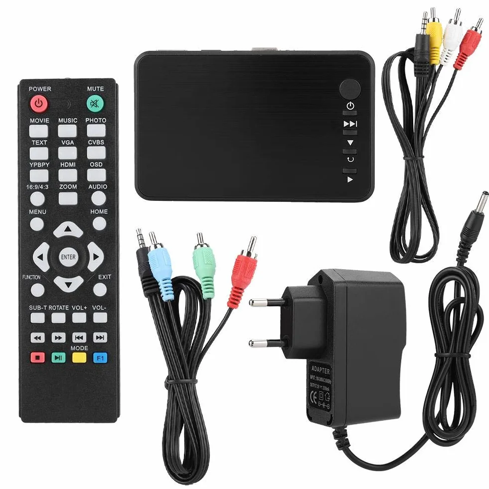 1080P Media Player, HD Media Audio-Video-Reklamowy odtwarzacz twardy z interfejsem AV/HDMI do samochodu (wtyczka EU)