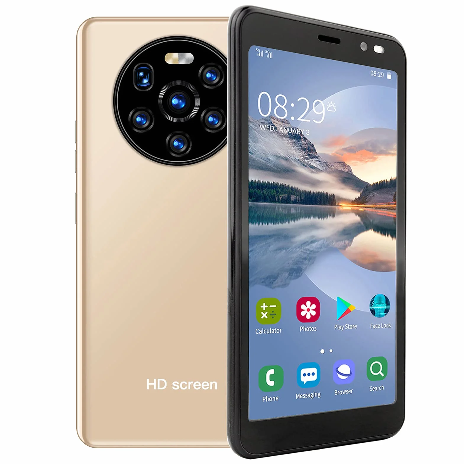 Telefon Komórkowy, Trwały Telefon Z Ekranem HD Mate40 Pro 5,45 Cala, Podwójna Karta, Podwójny Tryb Gotowości, 512 MB, 4 GB(Złoto)