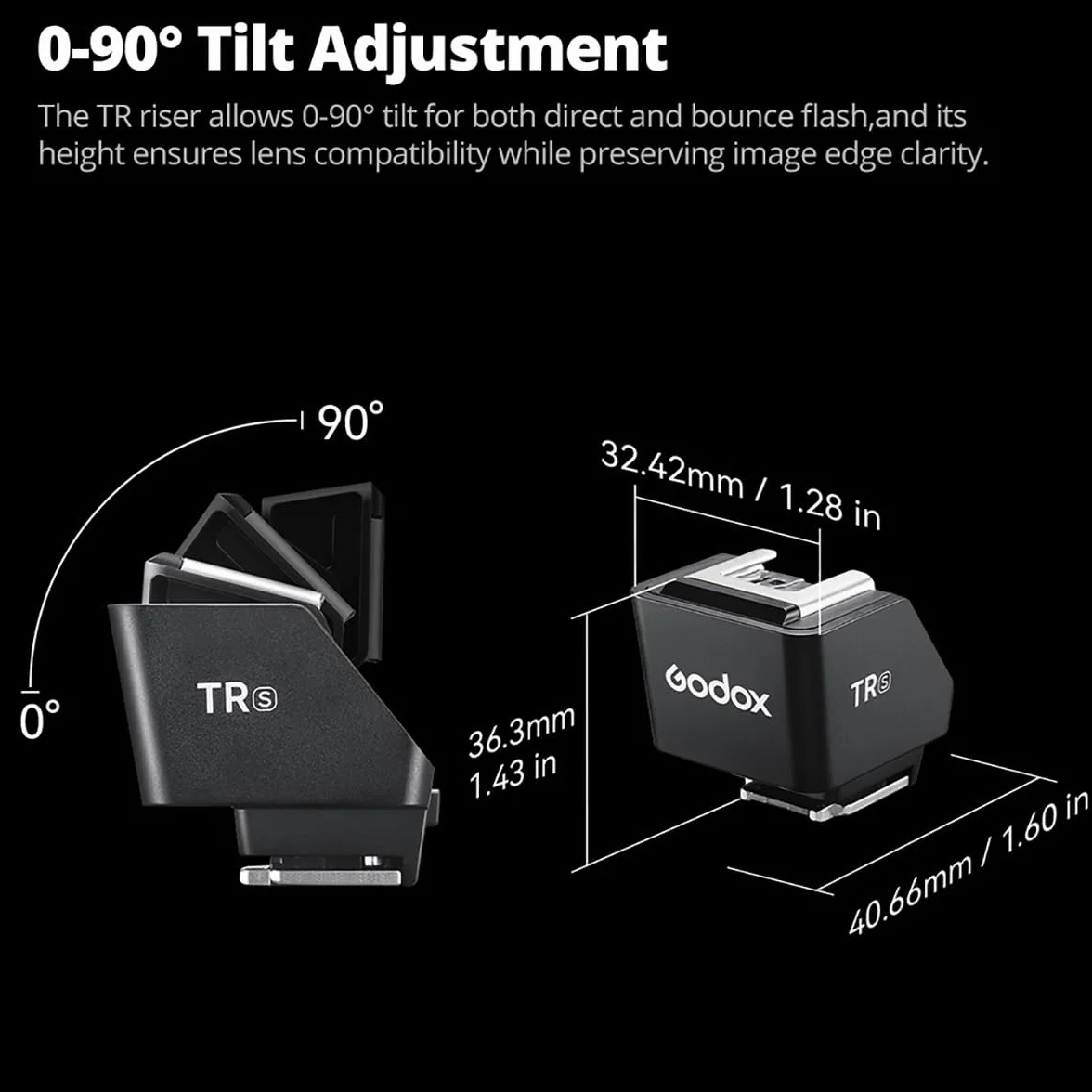 Godox TR TTL Hot Shoe Height Increasing Seat, kompatybilne z C/S/N/F/O firmy TTL, automatyczny błysk i synchronizacja High-Speed, odpowiednie do Godox Flash poniżej 300 g (kompatybilne z Fuji)