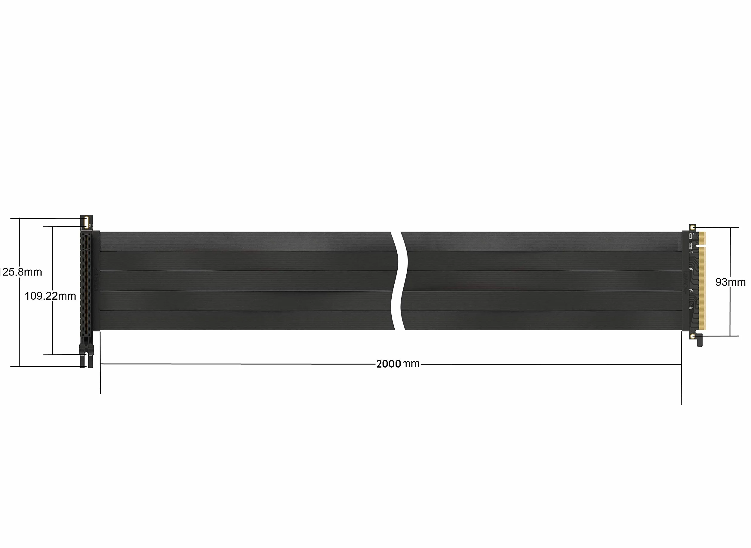 LINKUP Kabel PCIe 3.0 16x, 28AWG ekranowany, ekstremalnie szybki kabel przedłużający PCI Express Riser 2020 Rev., gniazdo 90°, 200 cm