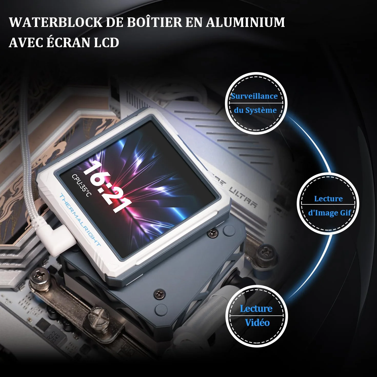 Thermalright FW 360 Ultra ARGB White AIO CPU chłodnica cieczy, ekran LCD IPS o rozdzielczości 480 x 480, do AM5/Intel 1851/1700,'2,88 cala' ekran LCD absorbujący magnes do zdjęć