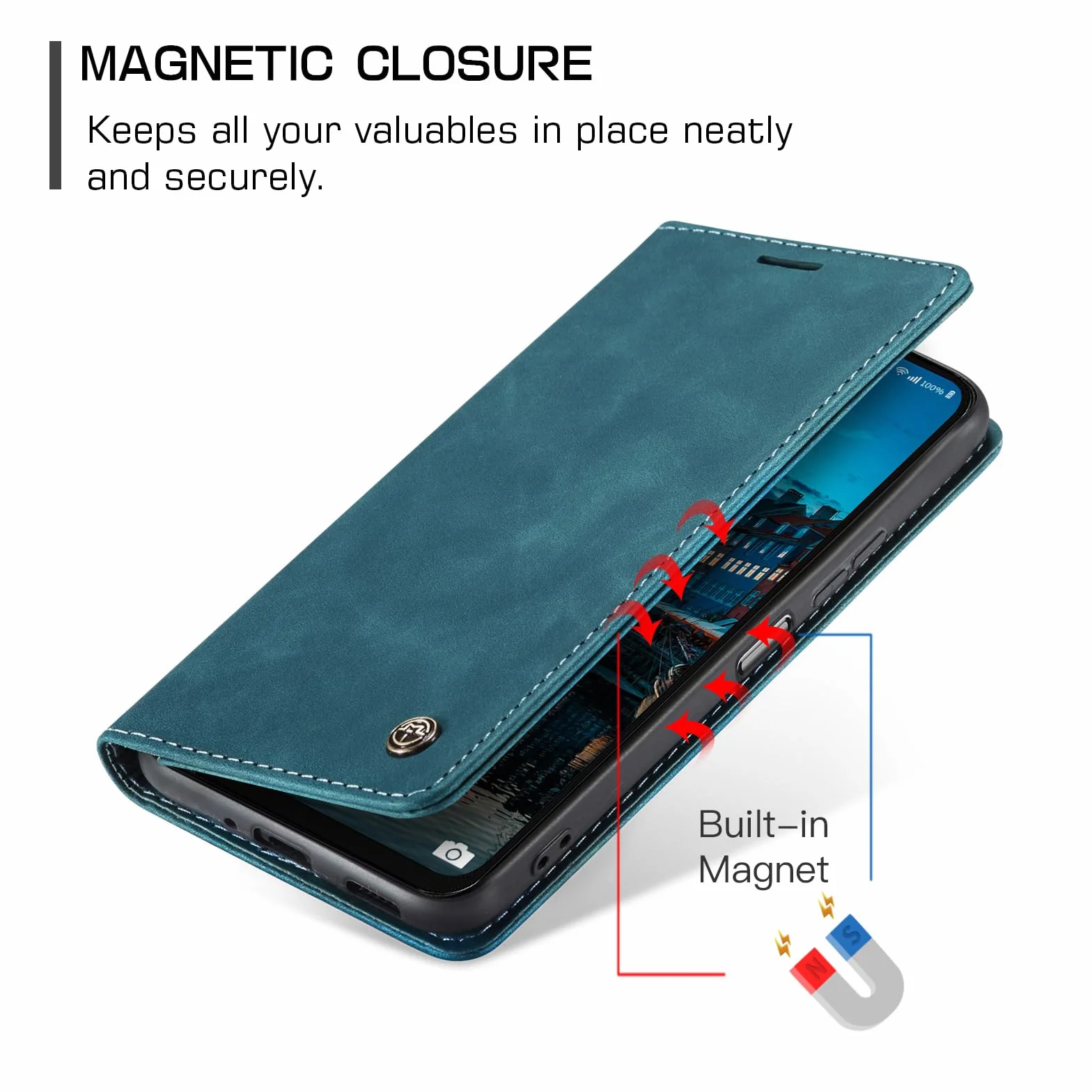 Etui do Samsung Galaxy A16, portfel ze skóry PU z uchwytem na karty Kompatybilny Kabura magnetyczna odporne na wstrząsy etui na telefon z klapką do Samsung Galaxy A16, Niebieski zielony