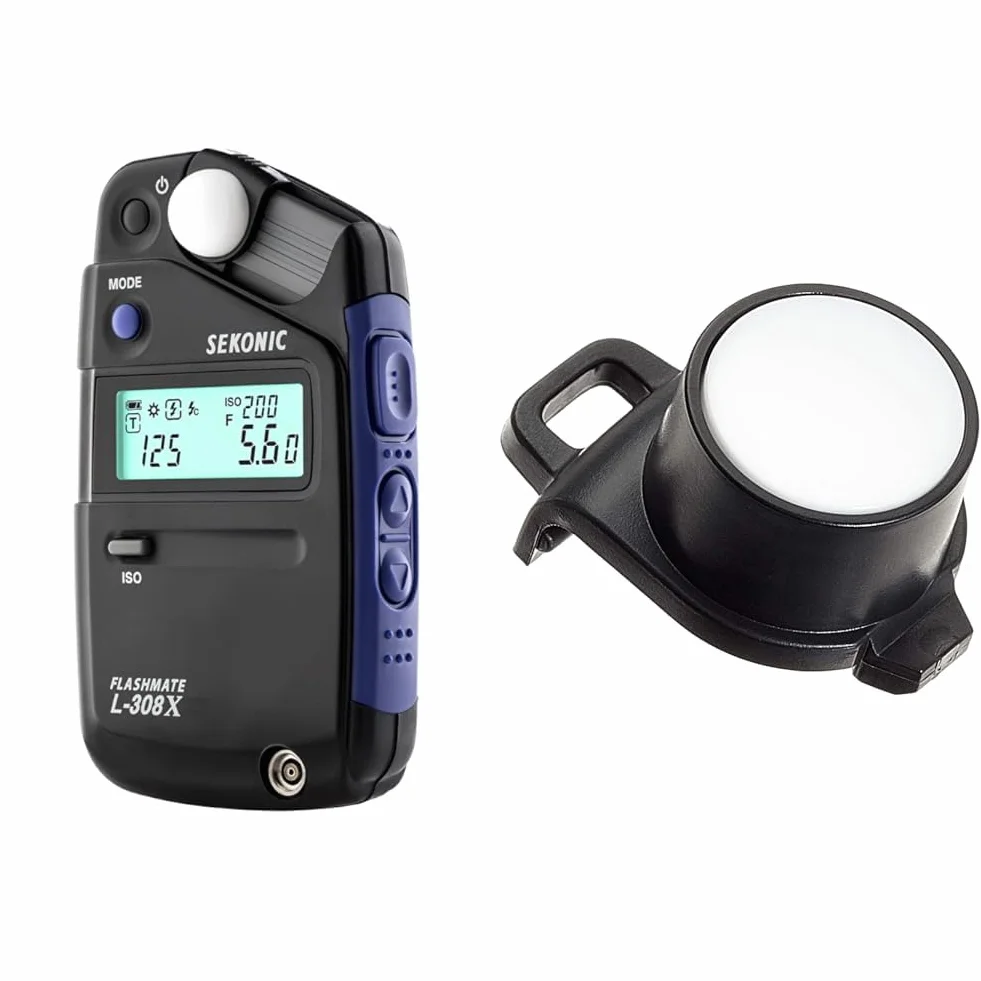 Sekonic FLASHMATE L-308X Miernik ekspozycji fotografów i twórców filmowych – czarny/niebieski & Sekonic Se Jl37 Lumidisc do L308S czarny
