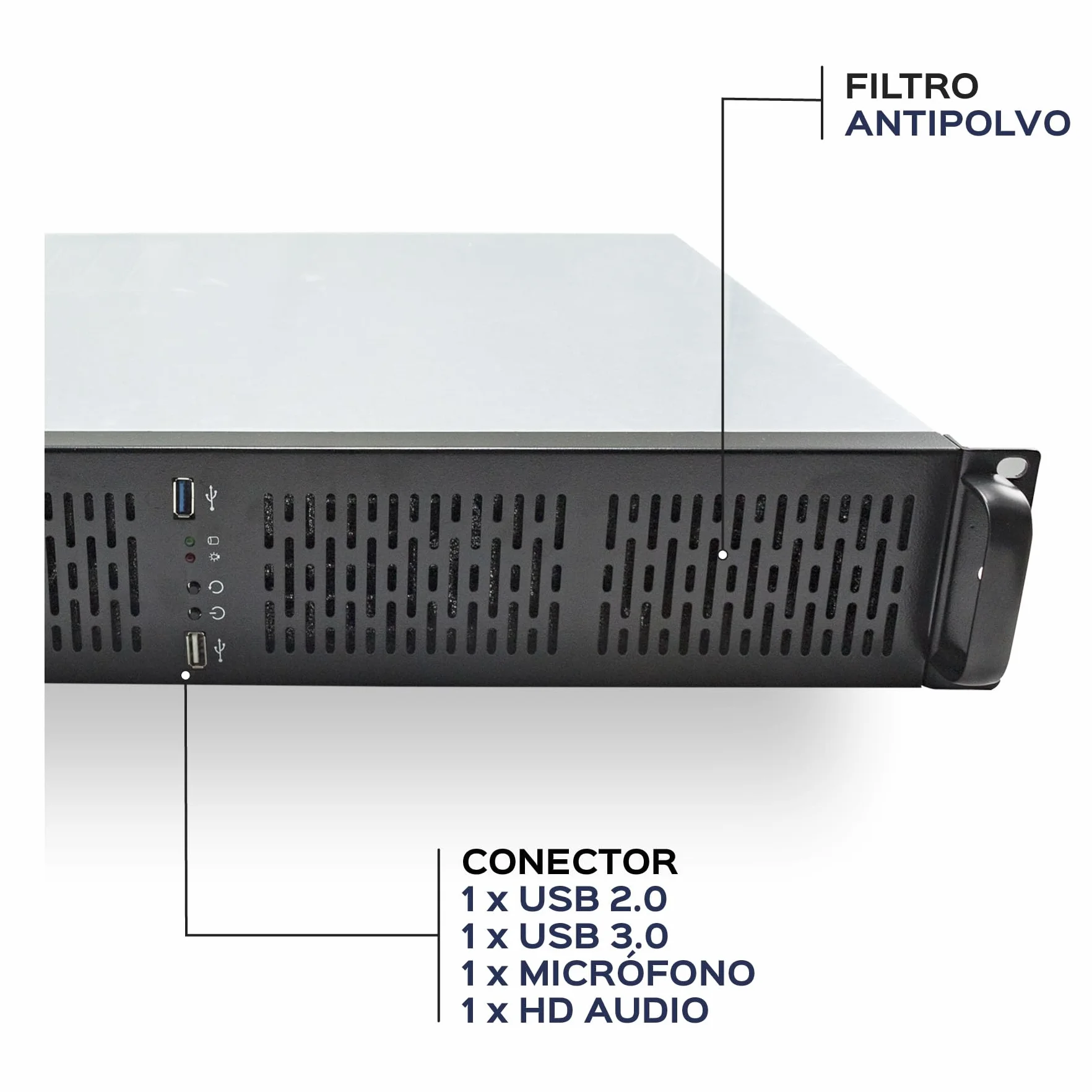Unykach Obudowa Rack 2129 19" 2U - Silver/Black 1*USB 3.0 + 1*USB 2.0