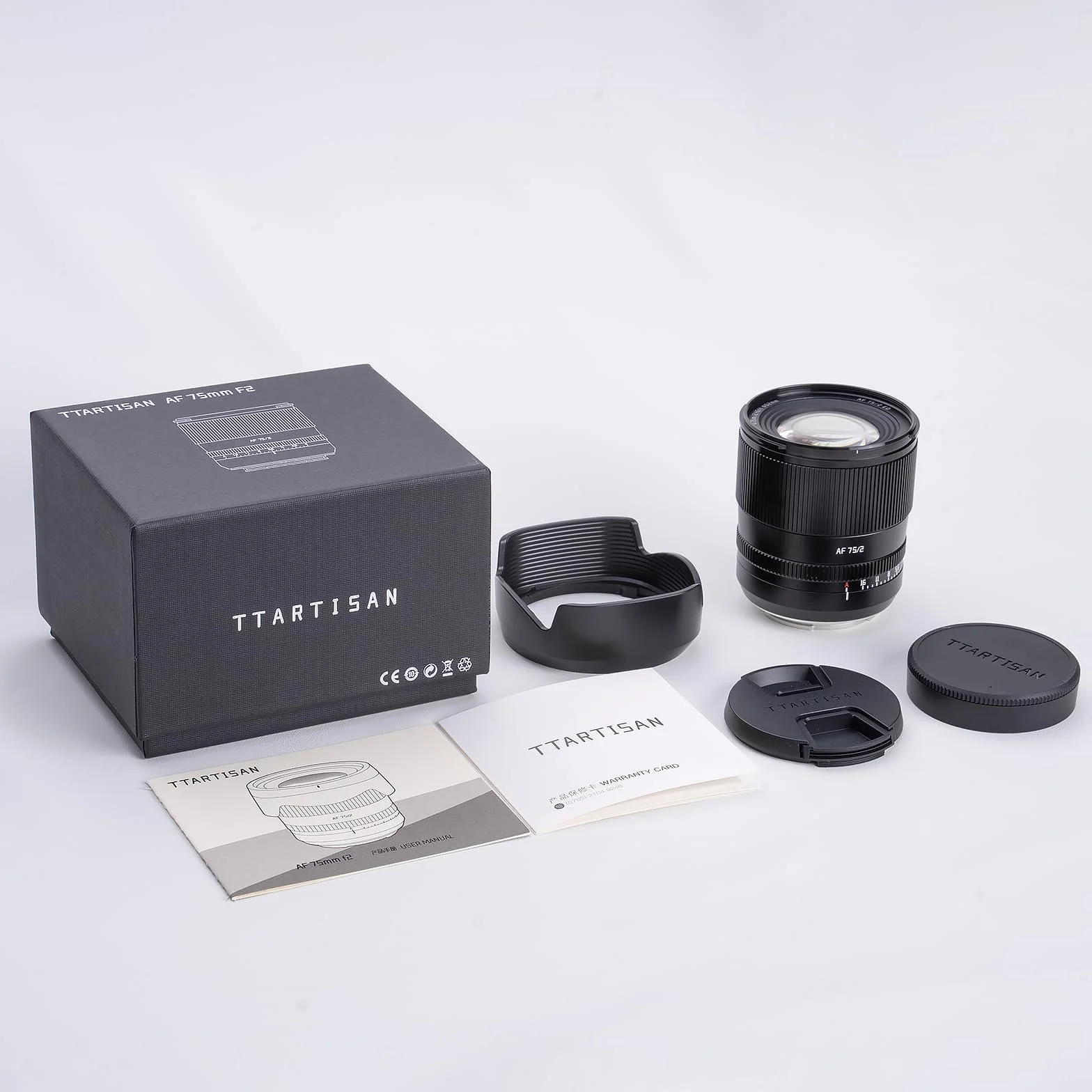 TTARTISAN Obiektyw aparatu F2 75 mm do montażu w kształcie litery L, autofokus, pełnoklatkowy obiektyw portretowy