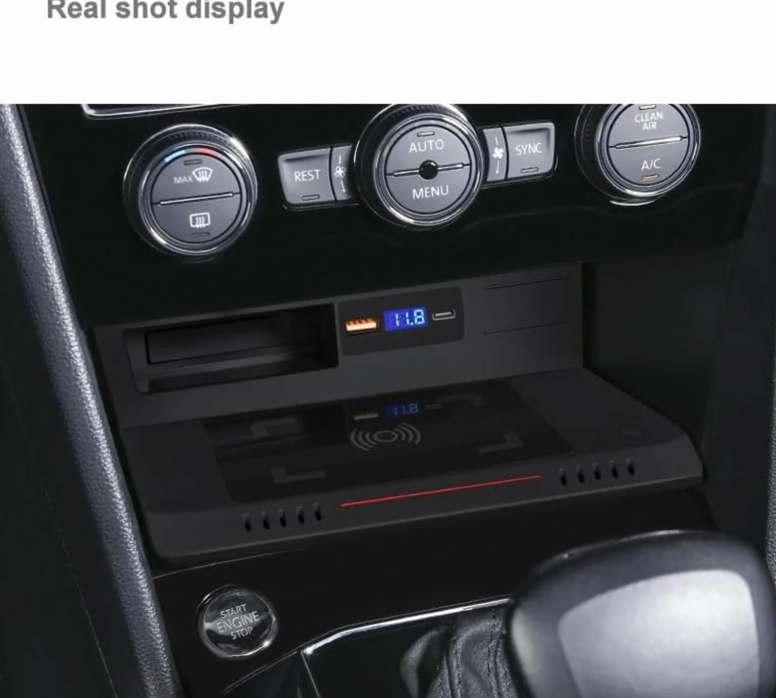 Car Wireless Charger, dla Tiguan, Mk2, dla Allspace 2017-2019 Qi Tablica opłat bezsznurowych Fast Charging Adapter Plate Panel Phone Holder Bezprzewodowa ładowarka samochodowa do telefonu
