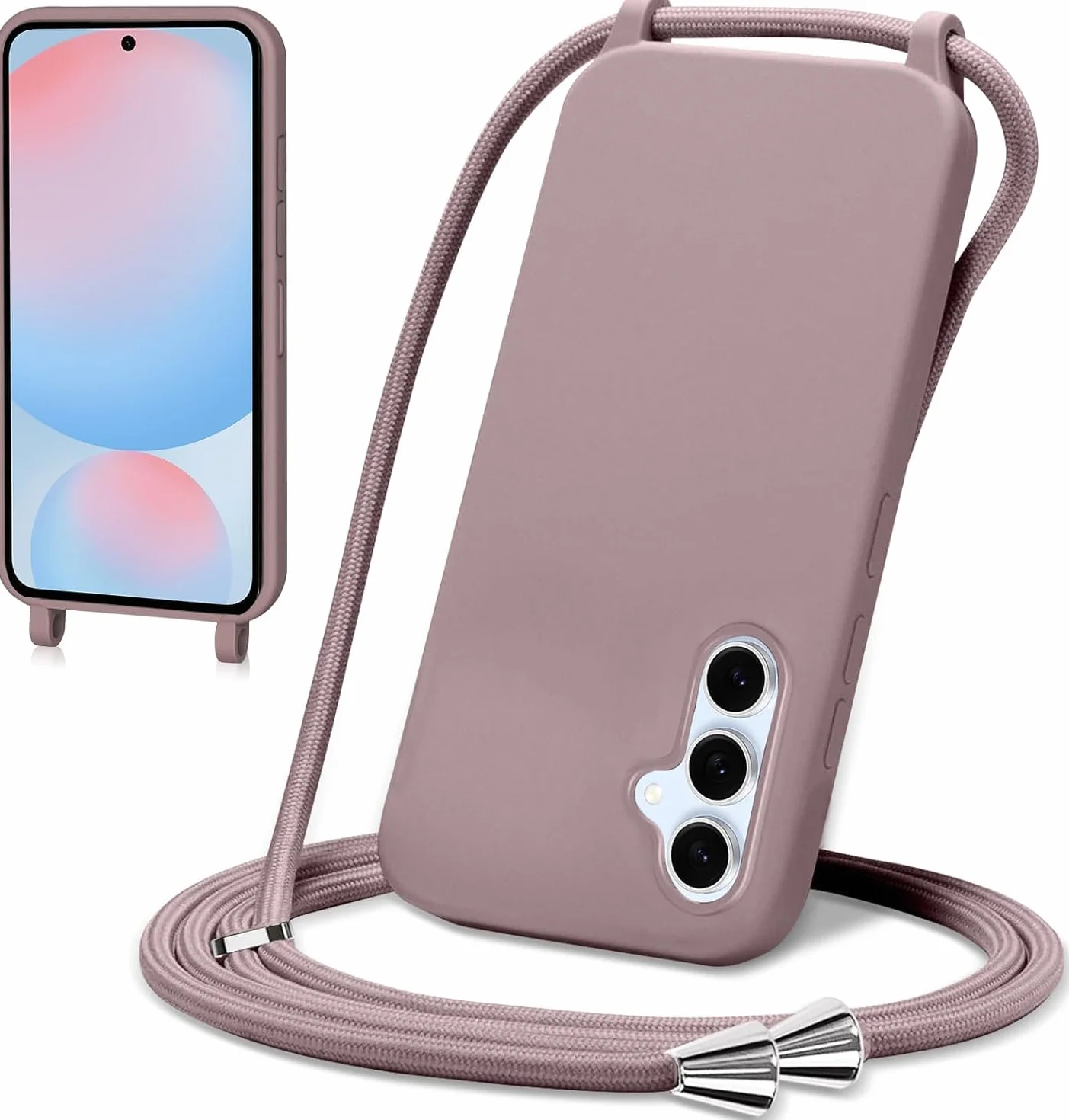 Łańcuszek etui kompatybilne Samsung Galaxy A56 5G ochronne z paskiem różowe