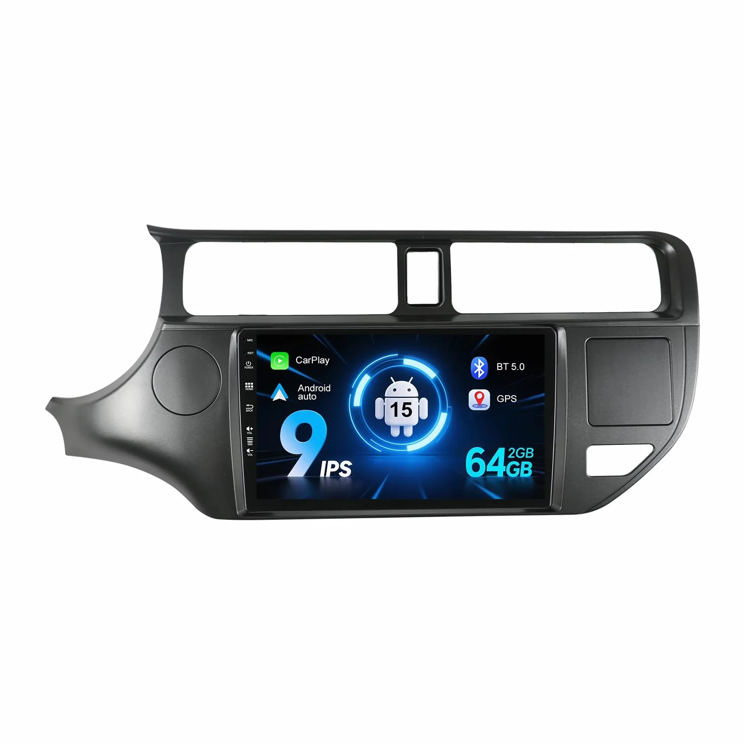 Radio samochodowe 9 cali IPS Android 15 do Kia Rio K3 2011-2015 GPS 2 Din Kamera cofania Carplay DSP Wsparcie Dab/sterowanie kierownicą/WiFi/BT/Mirrorlink/RDS/USB (2G + 64G)