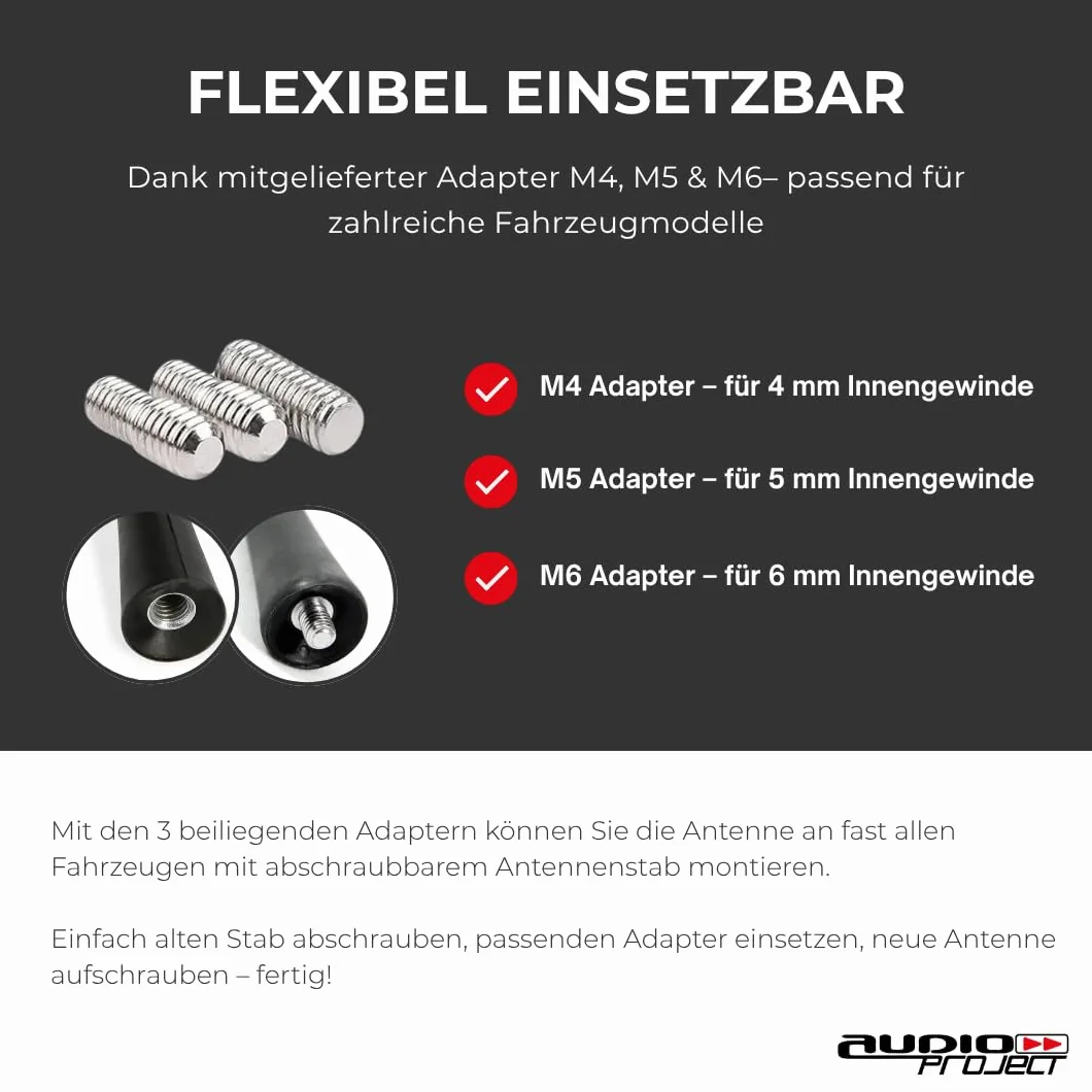 Audioproject A155 antena samochodowa na dach 40 cm do VW Golf 4 5 6 7 Lupo Polo 6R Audi Opel Ford Focus BMW Seat Skoda DAB