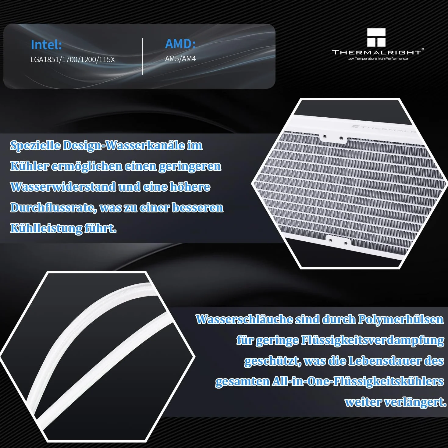 TR -AQUA ELITE 240 V6 ARGB Black AIO CPU Cooler, wentylatory chłodzące ARGB PWM z 2000 obr./min, dla Intel Lga1150/1151/1155/1156/1200/2011/1700/1851, AMD: AM4/AM5, etui 240mm AIO Radiator