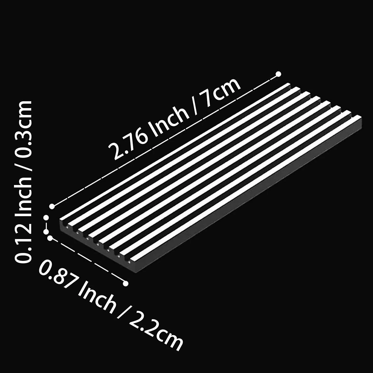 GLOTRENDS Radiator M.2 dla 2280 M.2 SSD, pasujący do PC/PS5/PS5 Slim, 22x70x3mm aluminiowy korpus, w tym podkładka termiczna (2 opakowania)