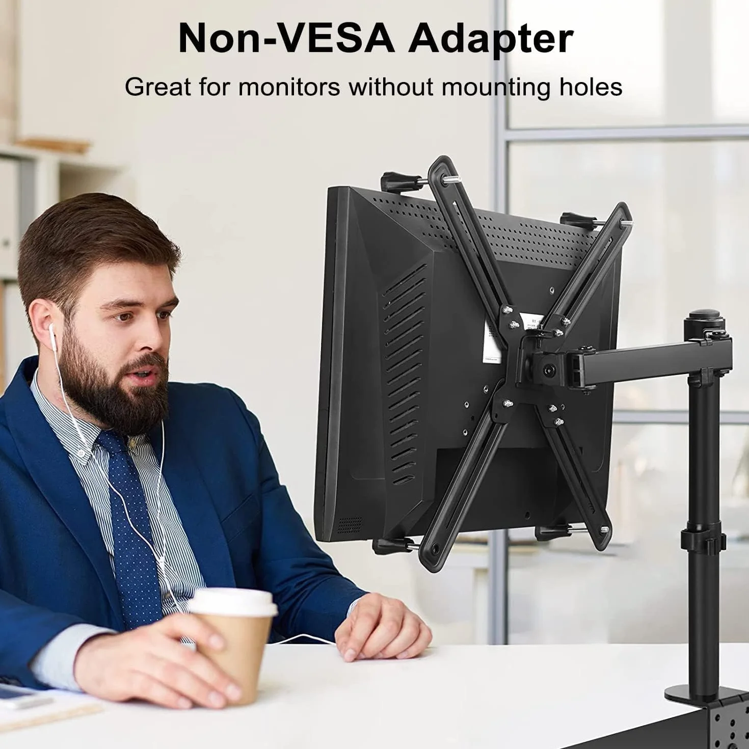 Suptek Adapter inny niż VESA do zestawu wspornika ramienia monitora do ekranów 13-32 cali, VESA 75×75/100×100mm