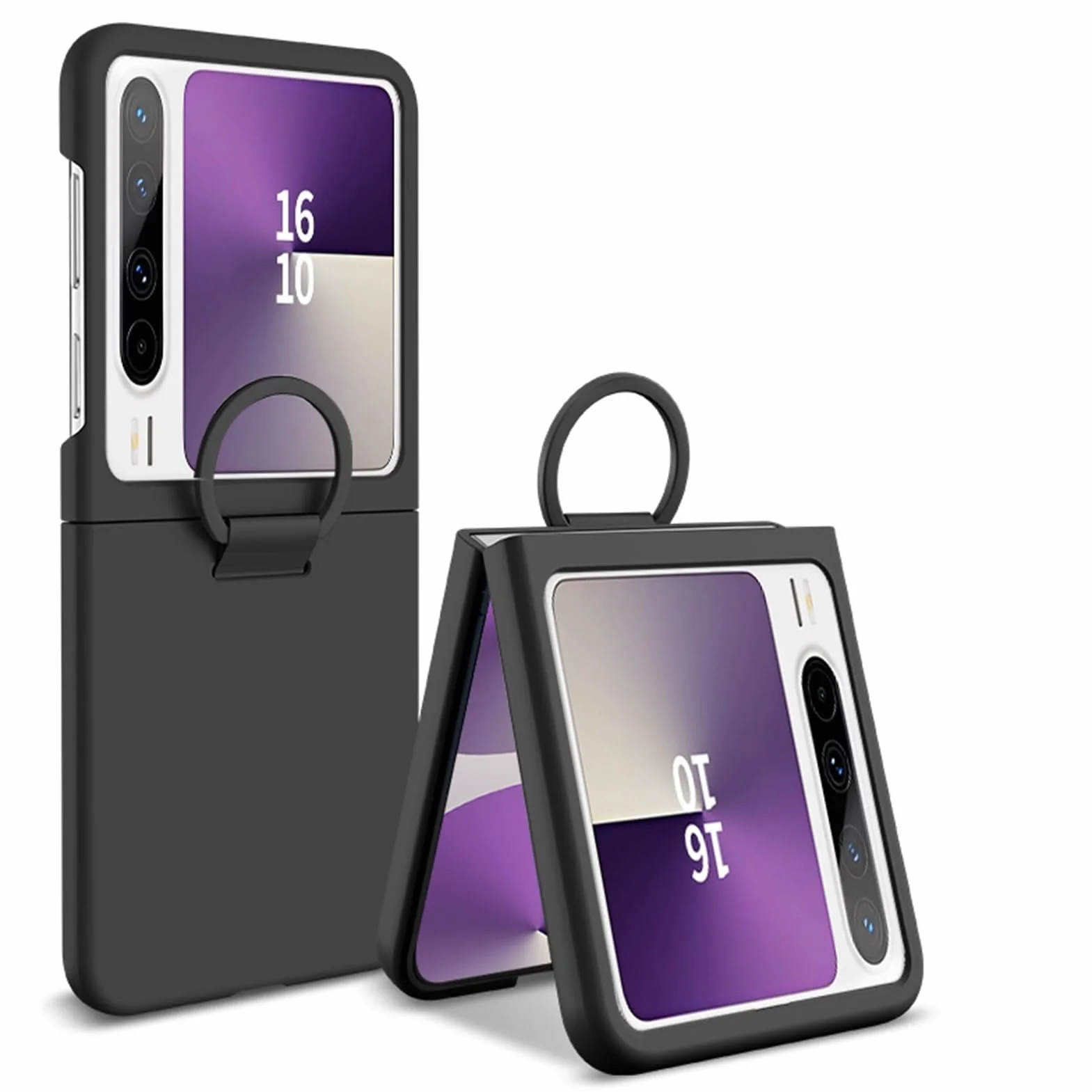 Etui na Huawei Pura X, pierścień na palec PC etui na telefon ze szkła hartowanego etui ochronne na ekran odporne na zarysowania, odporne na wstrząsy powłoka (czarne)
